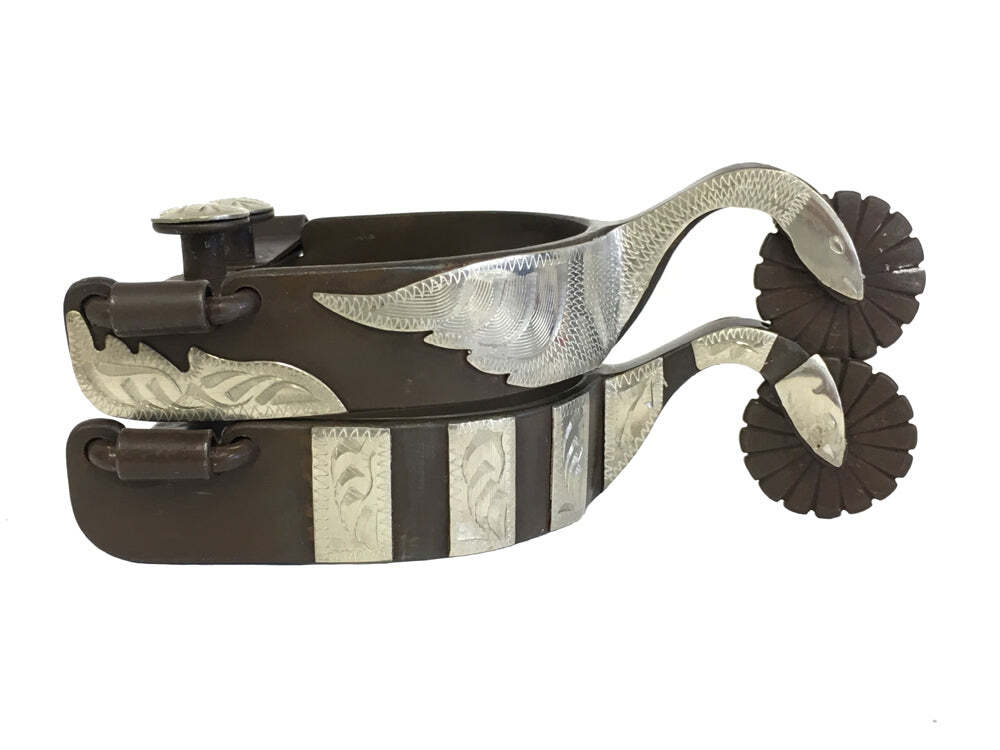 AJ Tack Mens Swan Shank Antique Brown Spurs