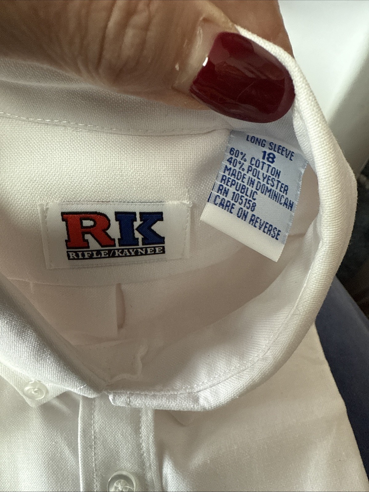 Brand New In Package Rifle/Kaynee White Button Down Boys Longs Sleeve Size 18