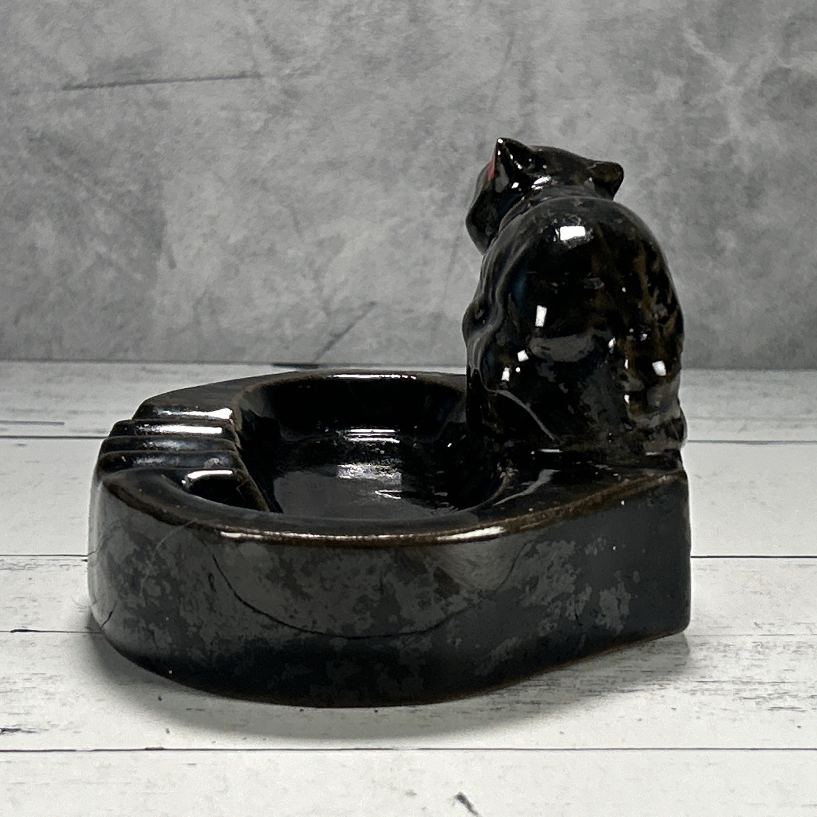 Vintage MCM Ceramic Black Bear Ashtray National Forest Japan 1950s Tobacco