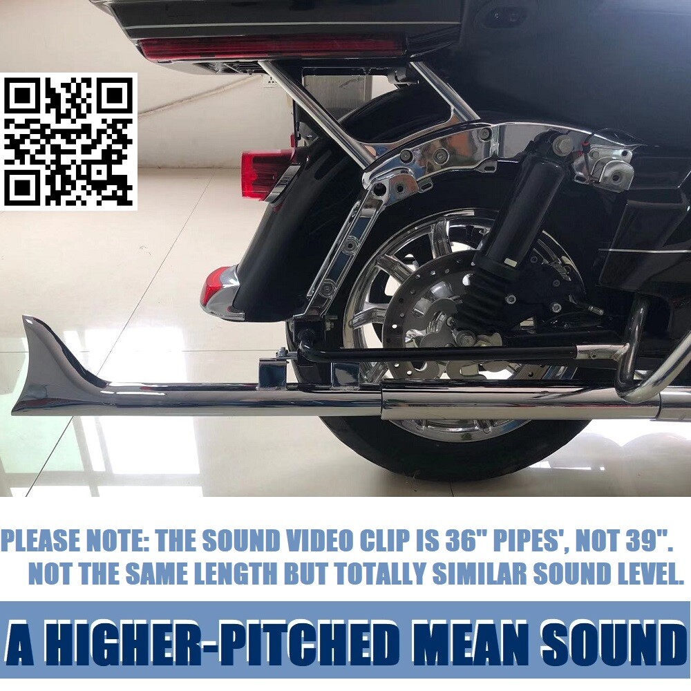 39”Fishtail Exhaust Pipe Slip Ons for Harley Touring Road King 1995-2016 Chrome