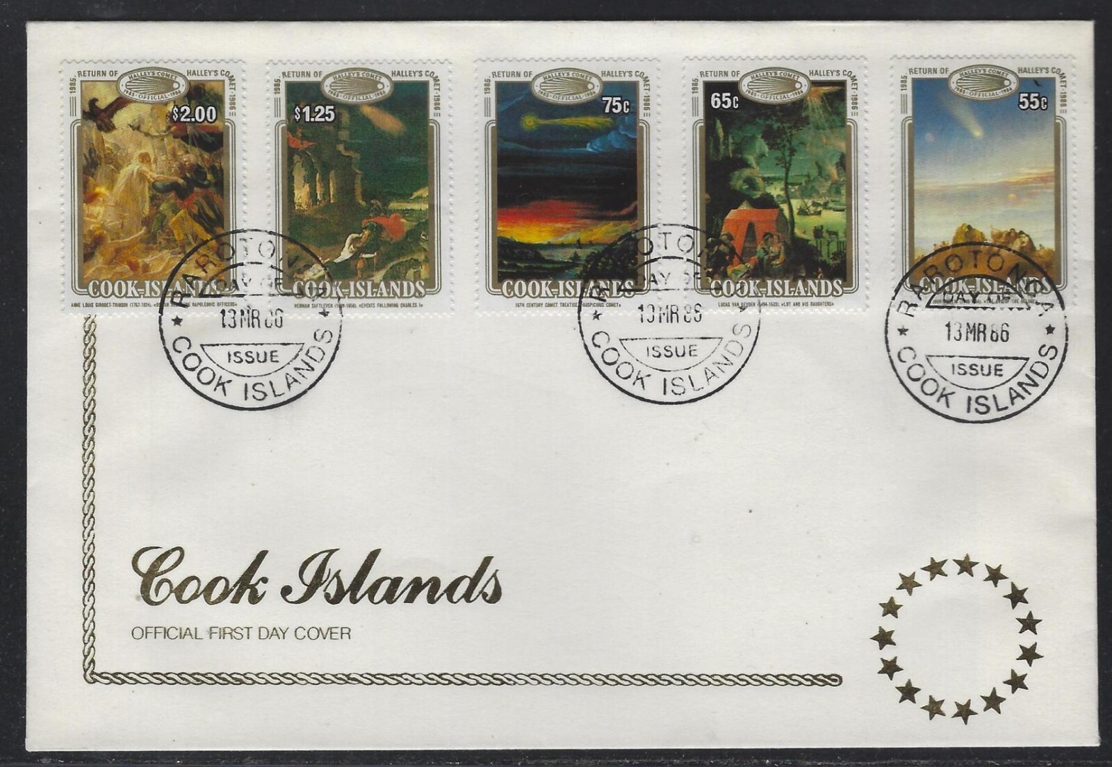 1986 Cook Islands Scott #897-901 First Day Cover - Halley's Comet Set of 5