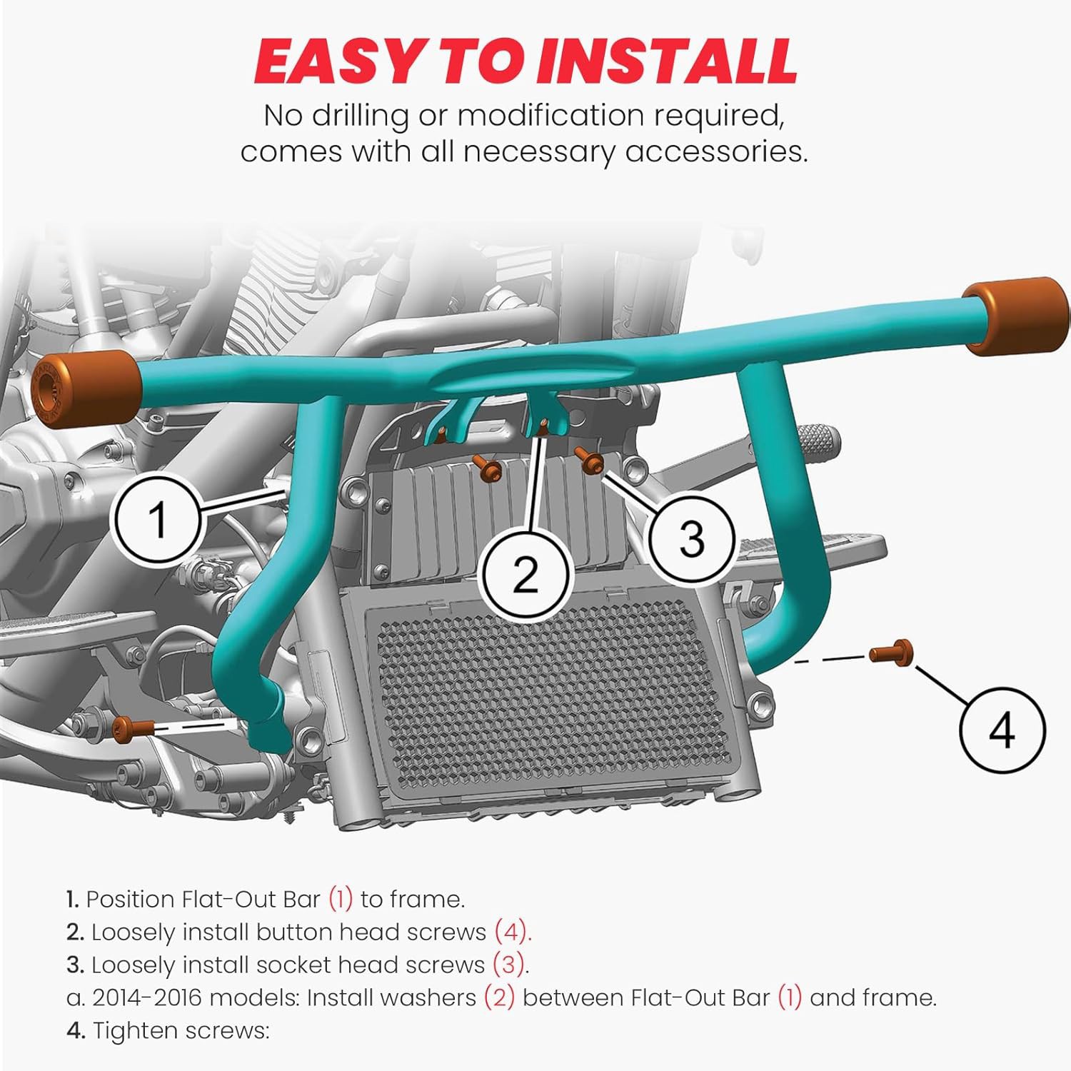 Front Rear Crash Bar Flat-Out Bar For Harley Road Glide Street Glide 2014-2025
