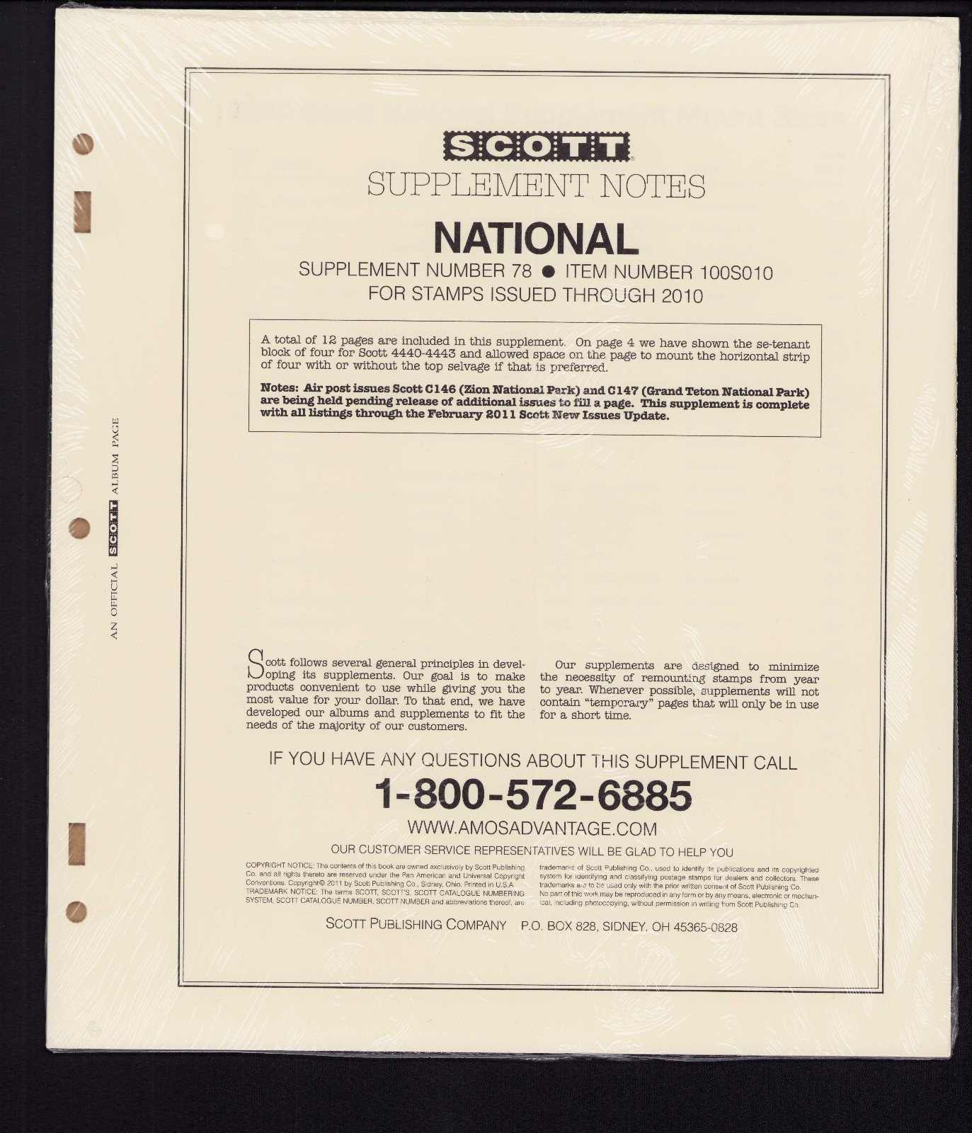 2010 Scott National Supplement #78 * NEW  and wrapped aka 100s010^