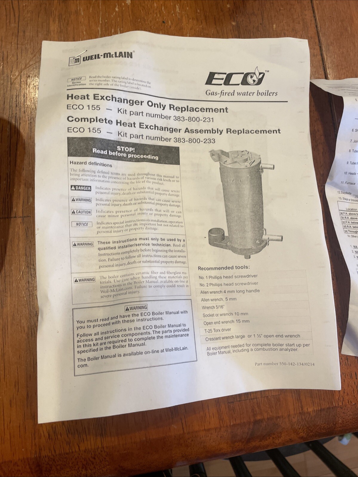 NEW Weil McLain Heat Exchange kit Assembly ECO 155 383-800-233