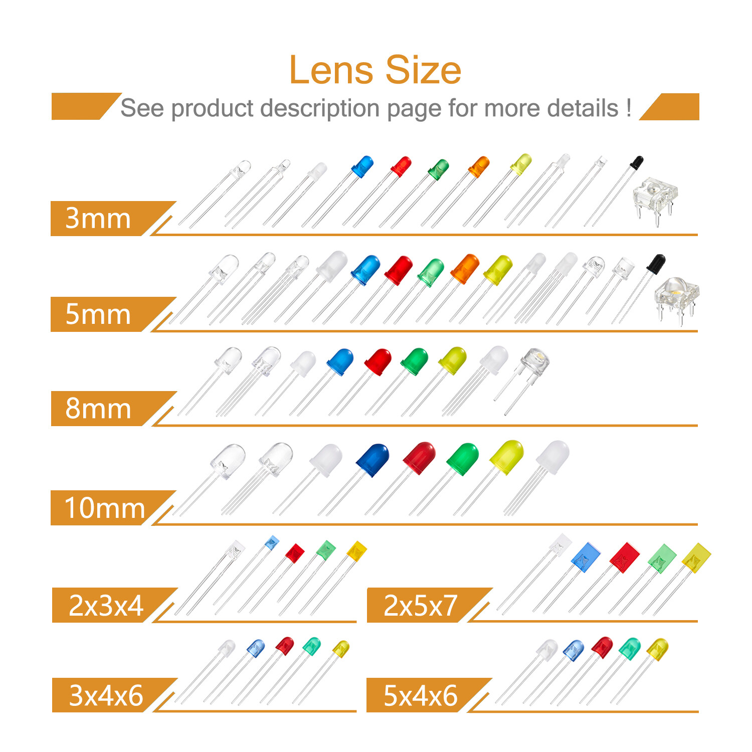 3mm 5mm 8mm 10mm UV LED Diode Red White RGB Lights Emitting Diode Electronics