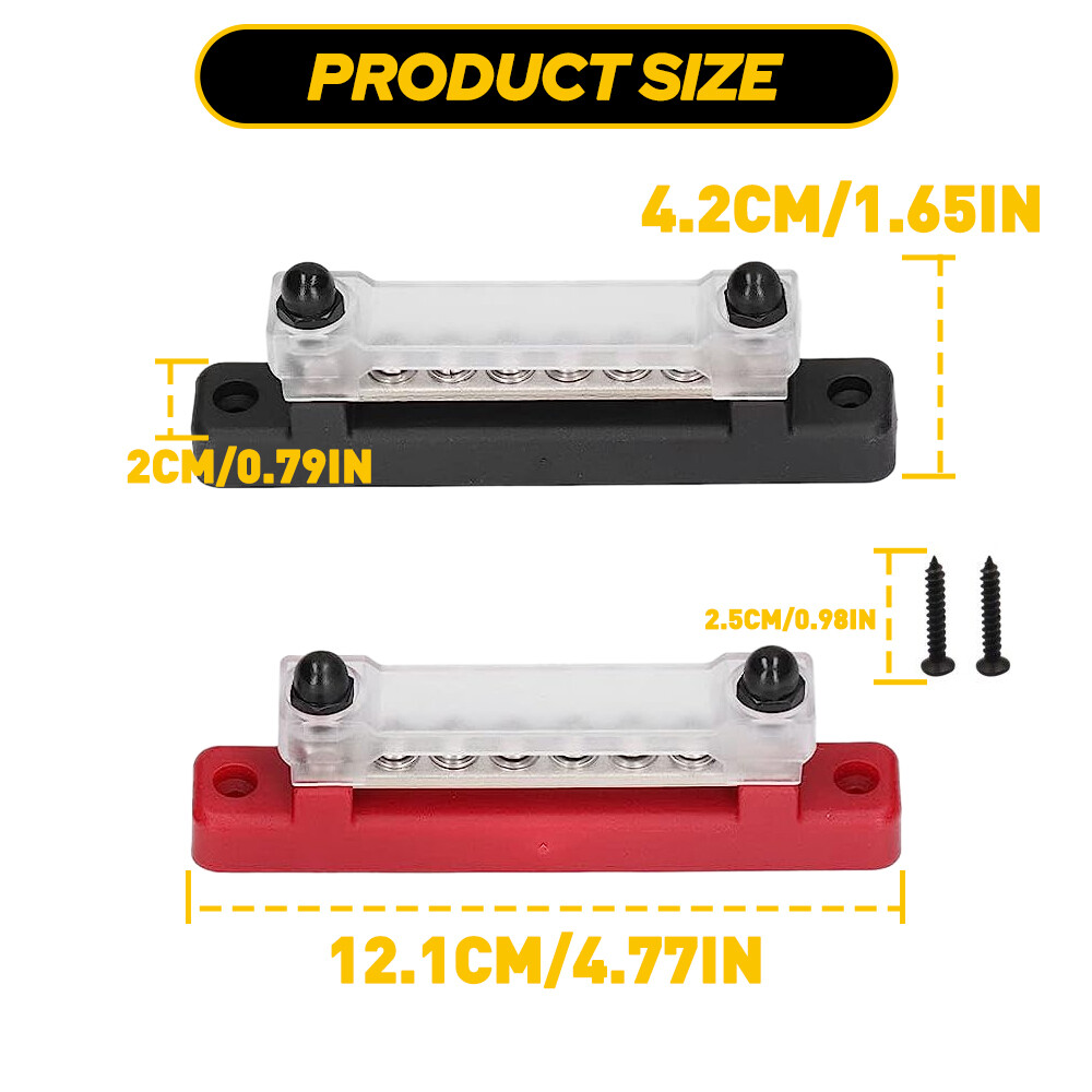 2PCS 150A 12V DC 6 TERMINAL WAY BUS BAR DISTRIBUTION BLOCK FOR CAR MARINE BOAT