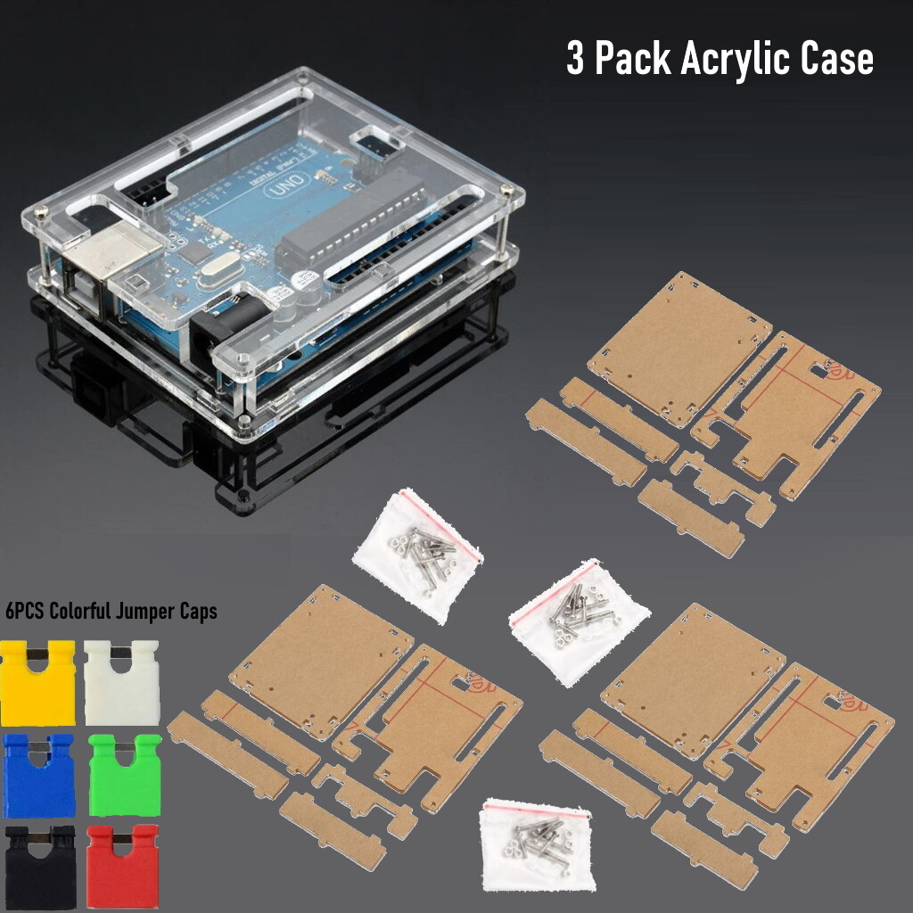 3 PACK Transparent Acrylic Case Cover Shell Enclosure Boxes for Arduino UNO R3