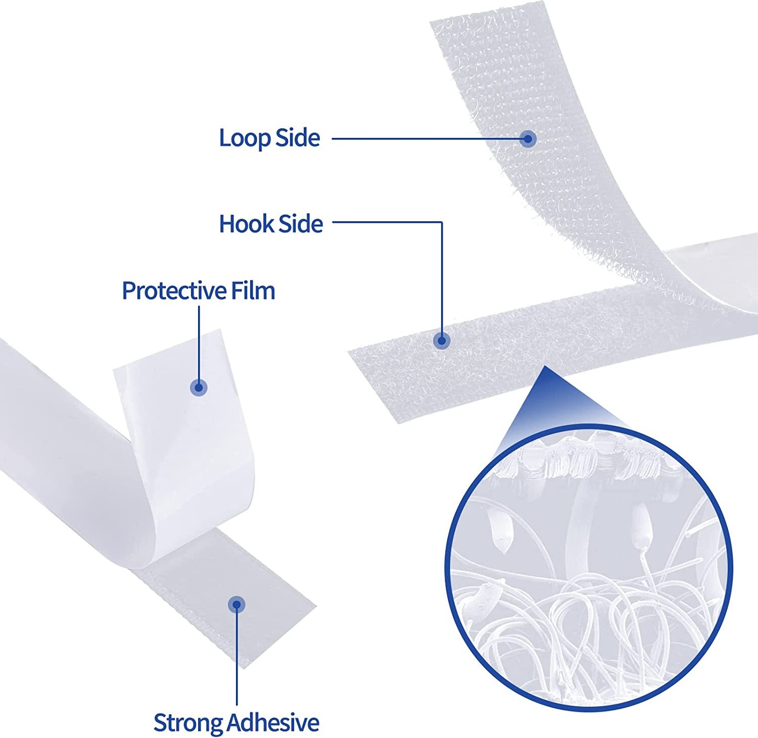 16 Ft Self Adhesive Tape Hook and Loop Fastener Extra Sticky Back Heavy Duty US