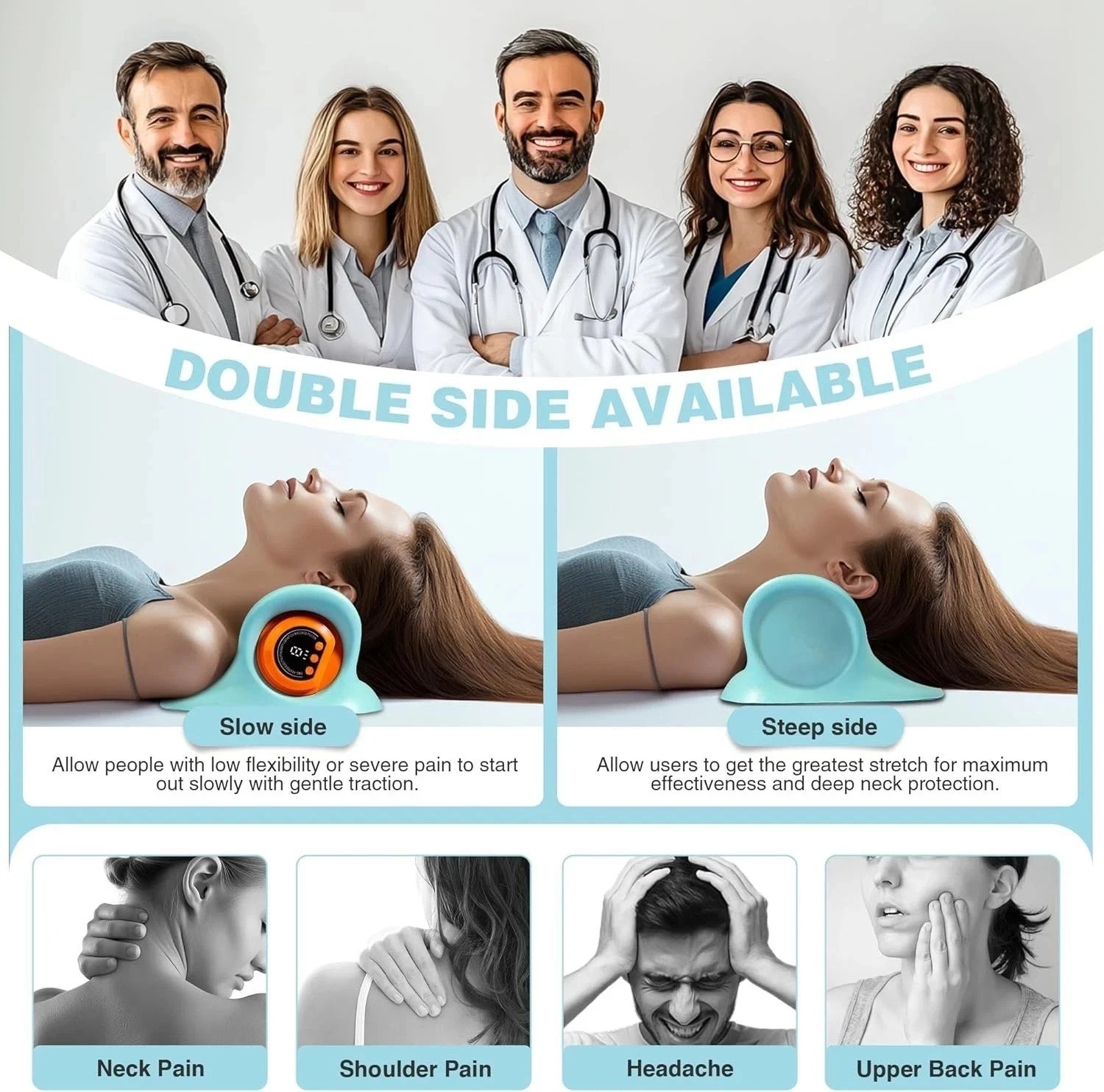 Hugterra Neck Massager 2025, Neck and Shoulder Relaxer with Heat, 3 Modes, Porta