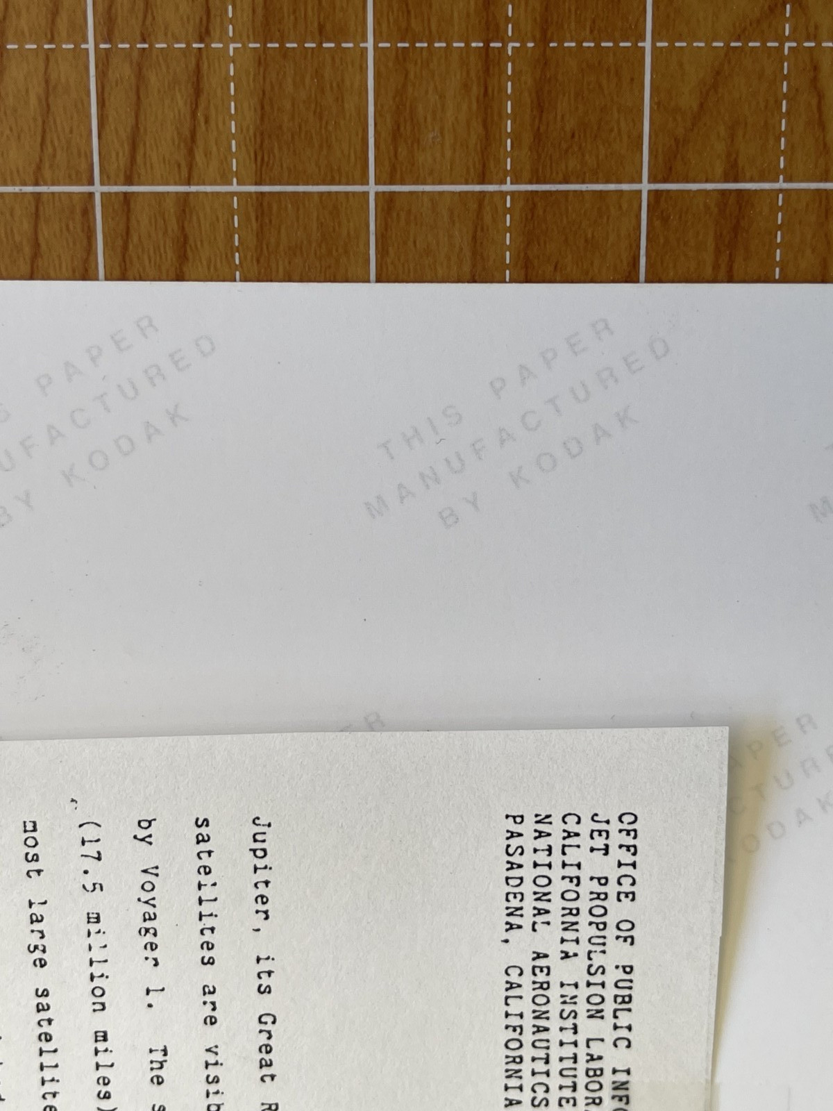 VINTAGE SPACE NASA PHOTO JUPITER VOYAGER JPL KODAK PAPER