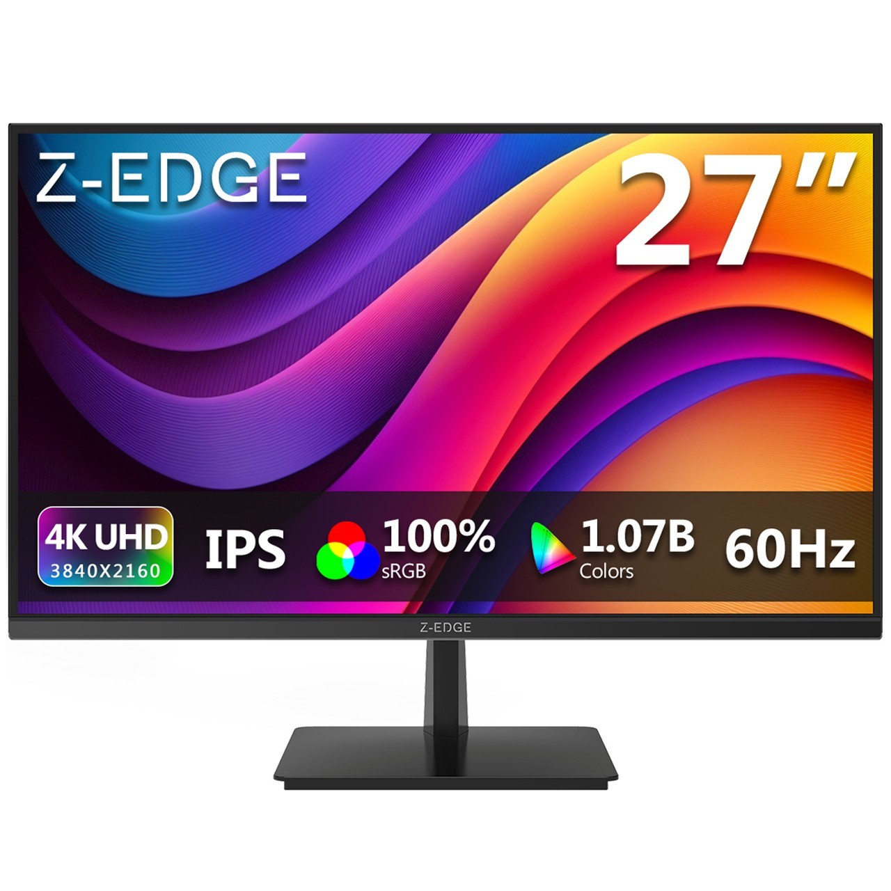 Z-EDGE 27" Ultra HD 3840x2160 100% sRGB 60Hz 5ms IPS 4K Monitor, HDMI x2, DP x2