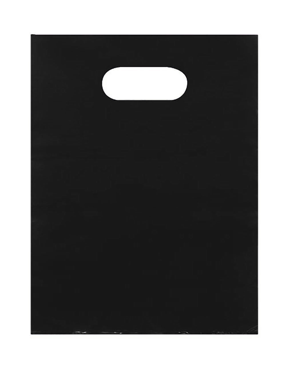 Plastic Bags 1000 Black Shopping Merchandise Die Cut Handles 9 x 12" Diecut