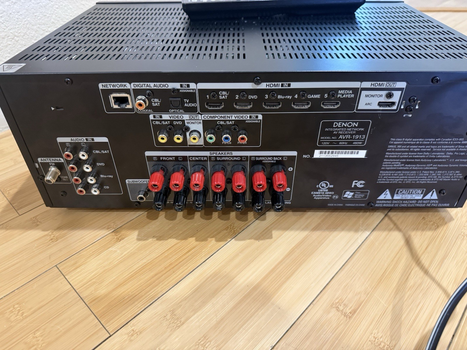 Denon AVR-1913 HDMI 7.1 Channel Integrated Network AV Receiver Remote Bundle