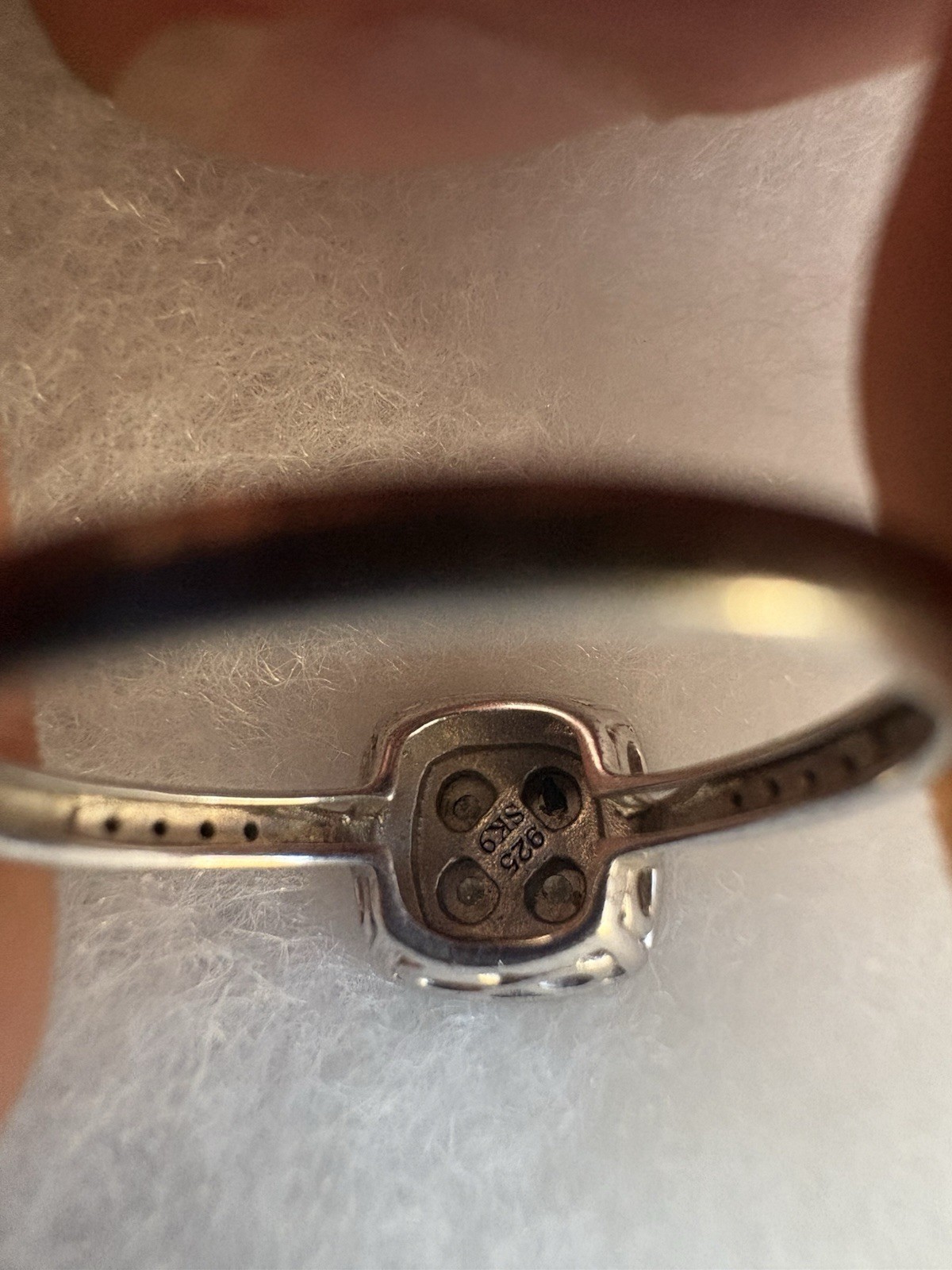 Sterling Silver Engagement Ring Set With Natural Diamonds