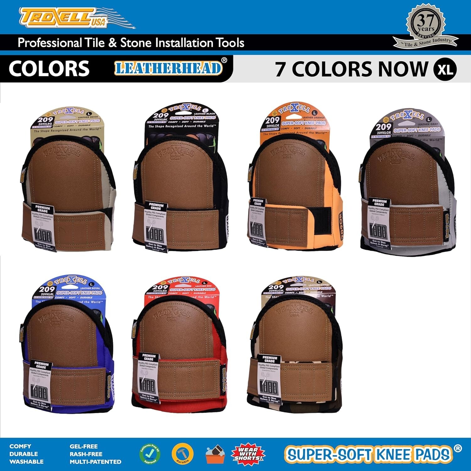 TROXELL USA SuperSoft Leatherhead Kneepads (Large-Sized-RED)