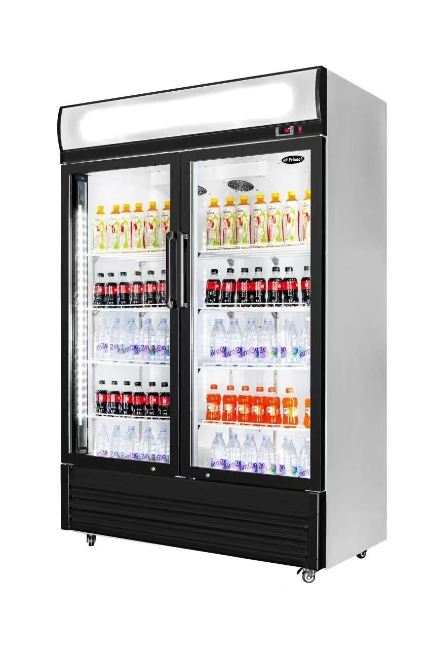 Fricool 2-Glass Door Merchandiser Refrigerator Beverage Cooler NEW