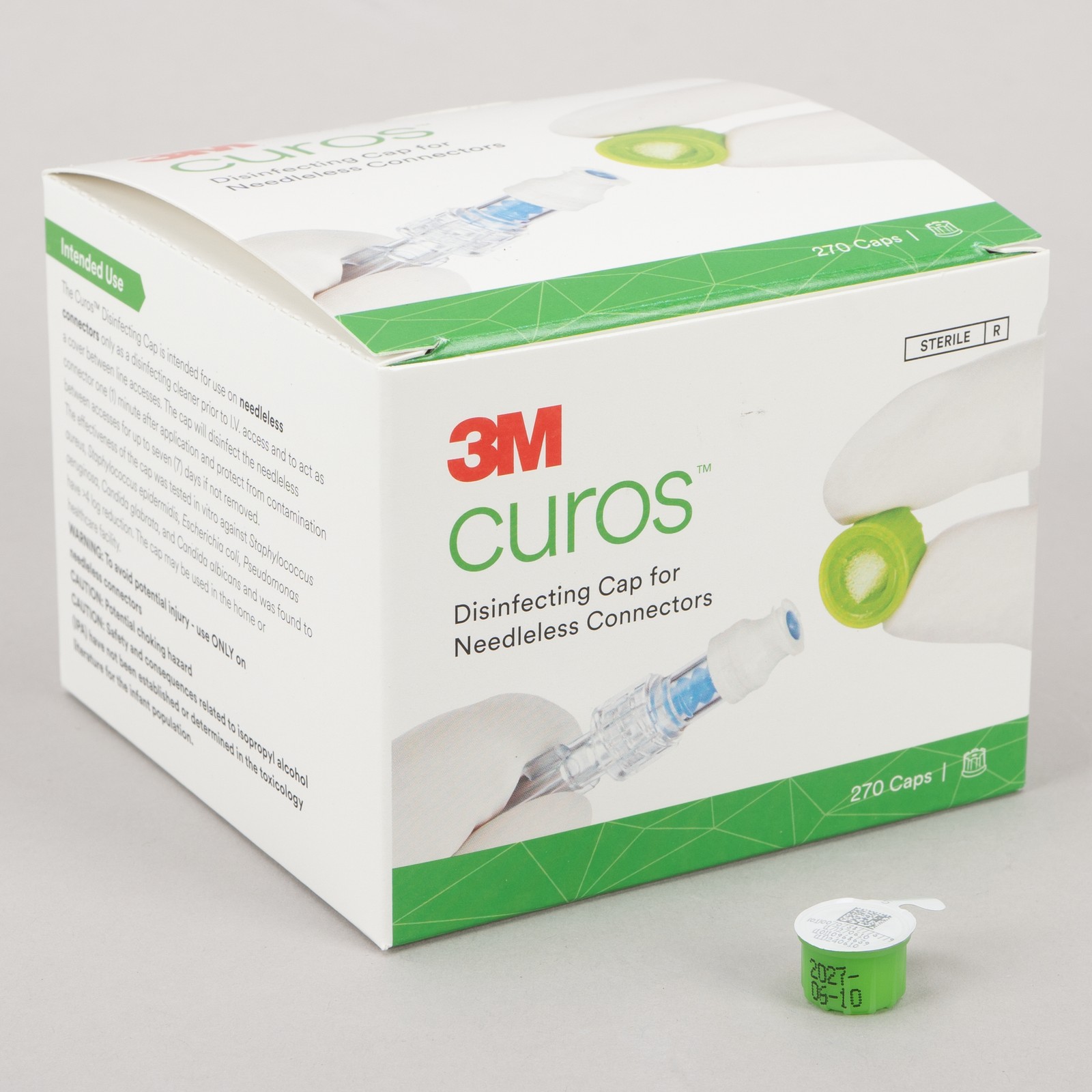 3M Curos Disinfecting Cap, 270 Count, CFF1-270, 2027 Expiration