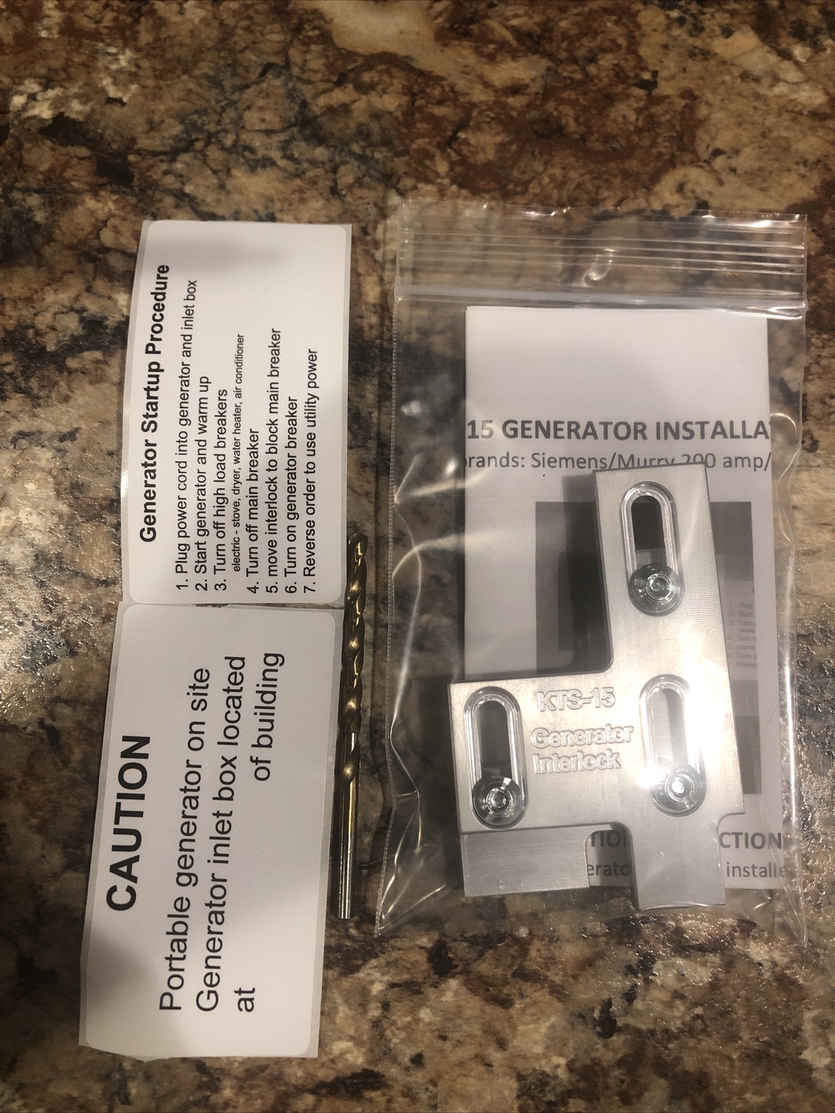 Generator Interlock Kit , Siemens 200 Amp Panel Murray 200 Amp Panel
