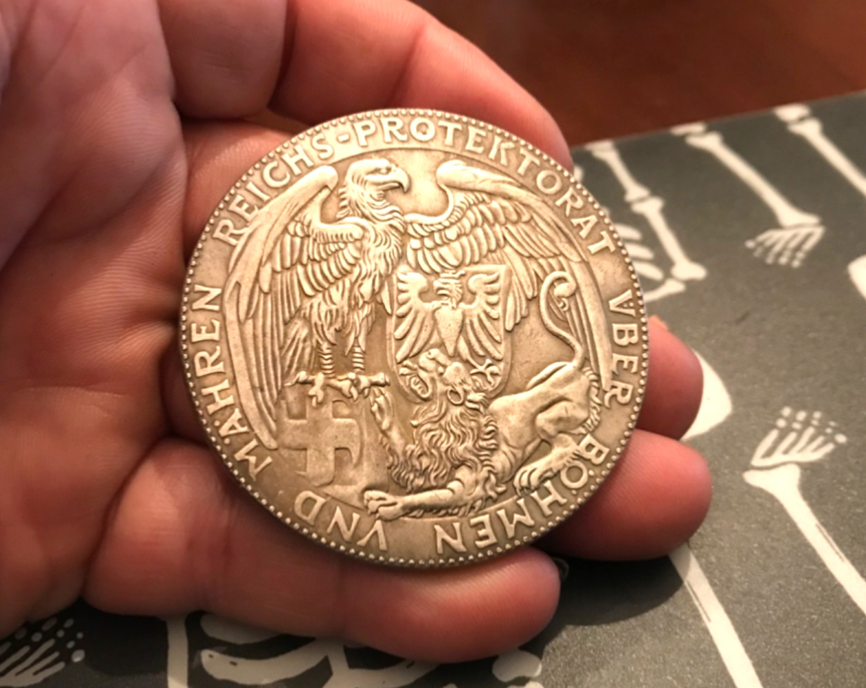 LARGE 1939 Reich Protectorate Bohemia Moravia  WWII GERMAN COMMEMORATIVE COIN