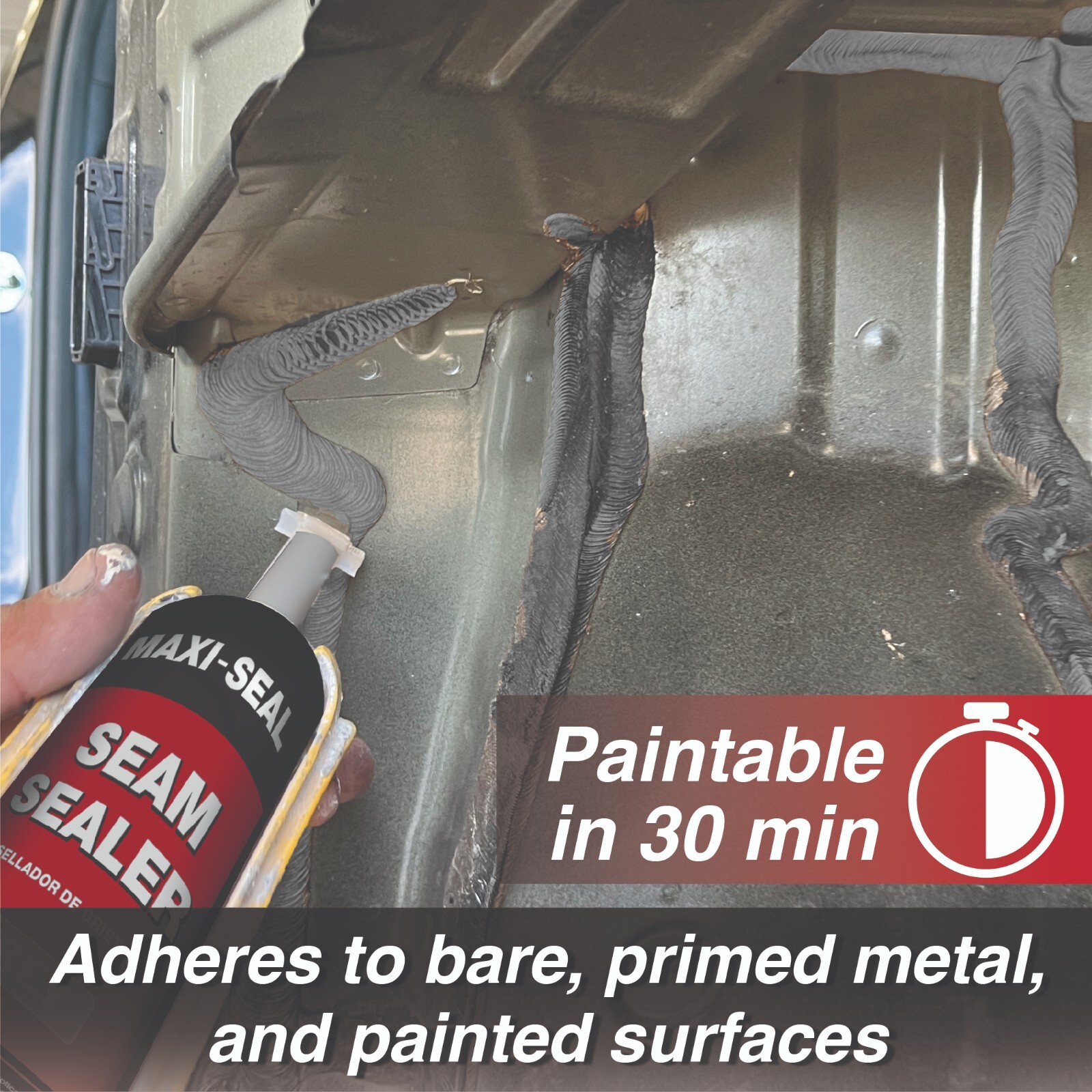 Maxi-Seal Polyurethane Seam Sealer Automotive - Grey, 10.5oz Tube