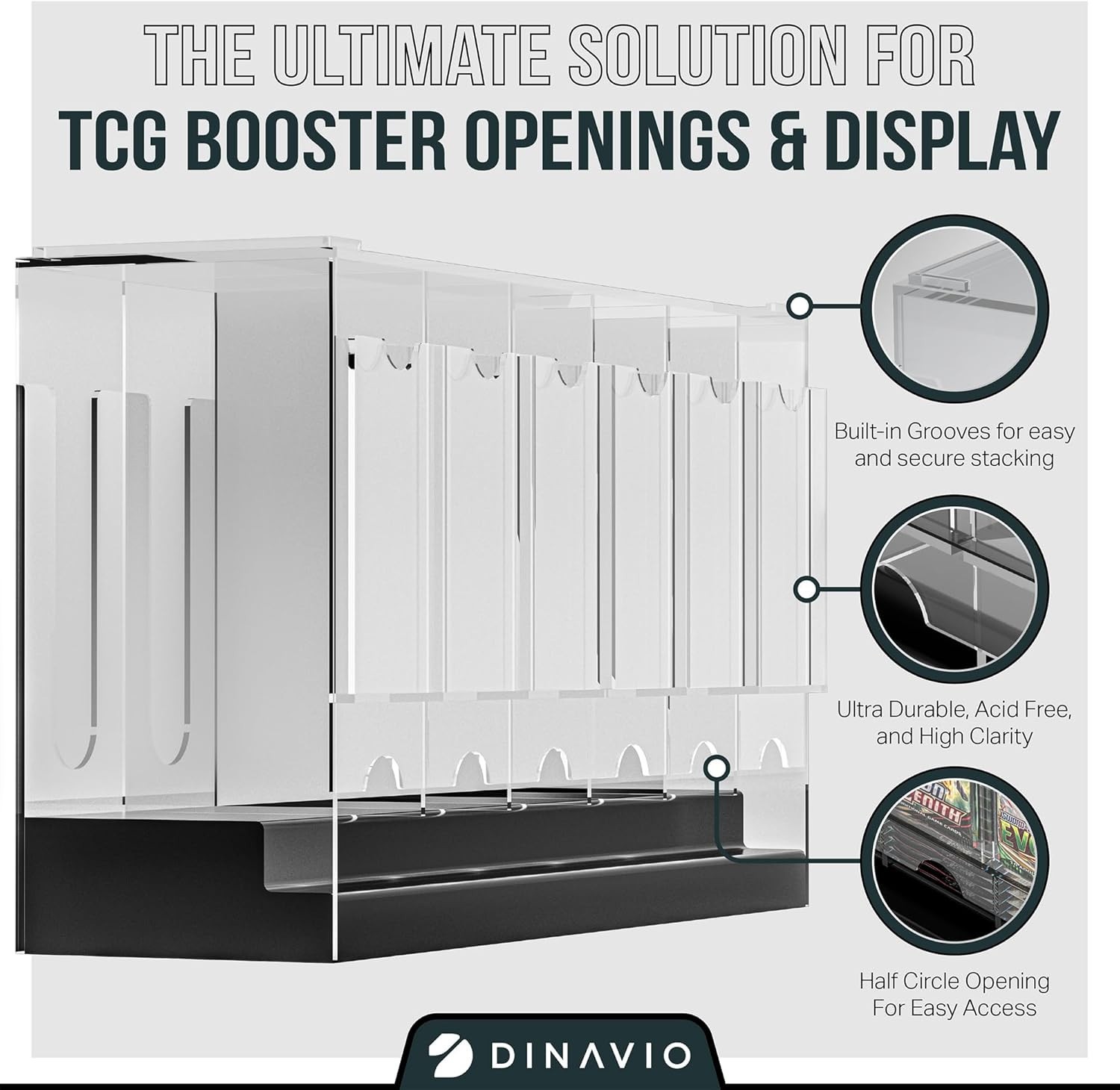 6-Slot Booster Pack Dispenser Acrylic with Black Base - Stackable