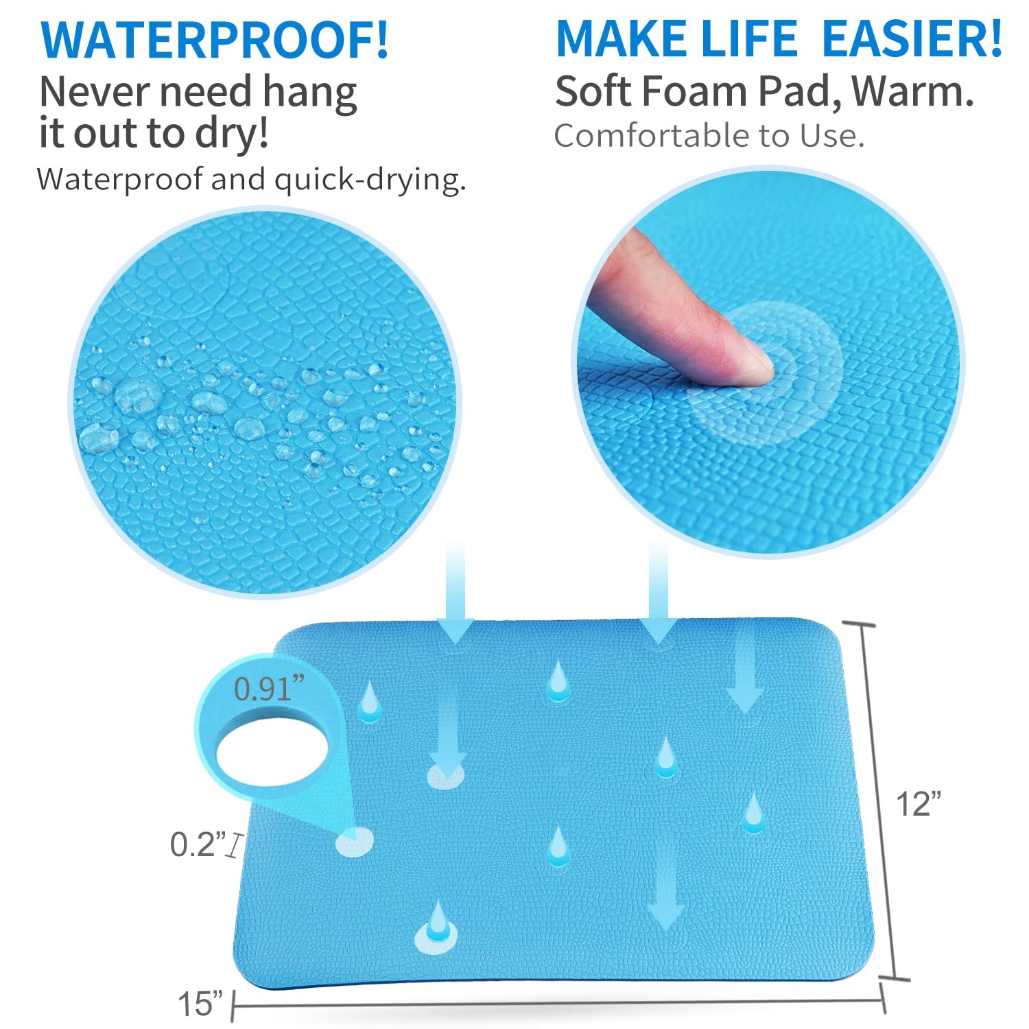 MINIVON Bath Chair Pad with Adhesive Backing Non Slip Shower 15 x 12 inches