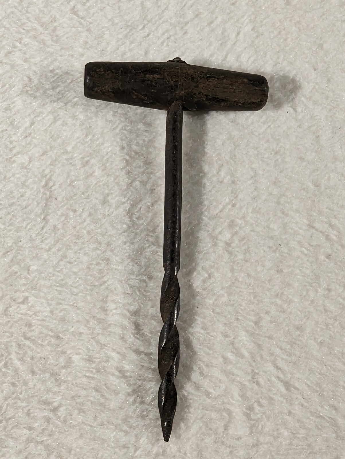 ANTIQUE HAND GIMLET AUGER DRILL CIVIL WAR ERA ARTILLERY GUNNERS TOOL WOOD HANDLE