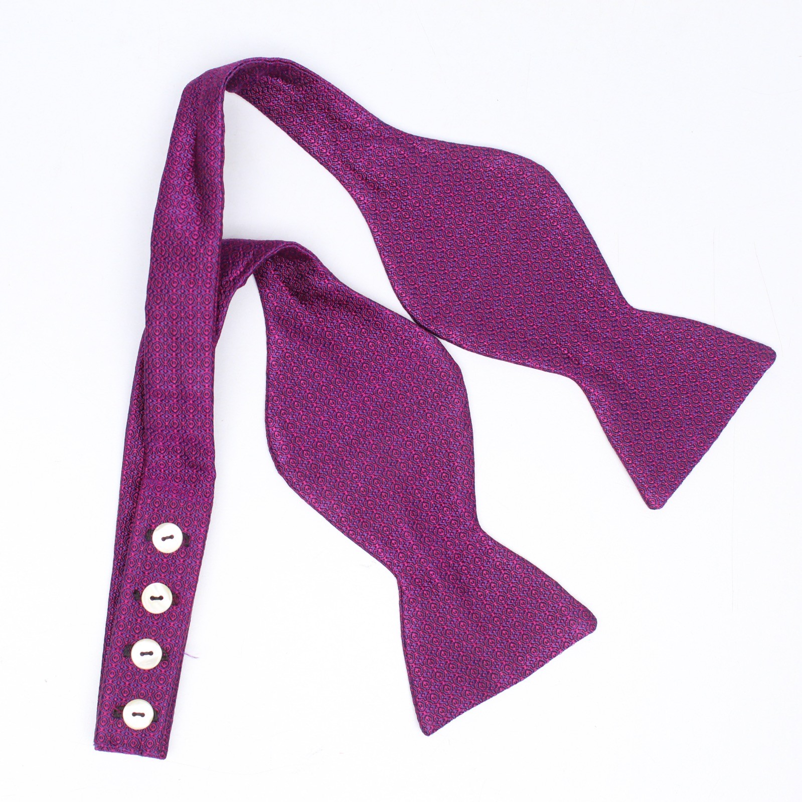 Carrot & Gibbs Silk Bowtie Bow Tie Mens Red Blue Geometric Weave Adjustable USA