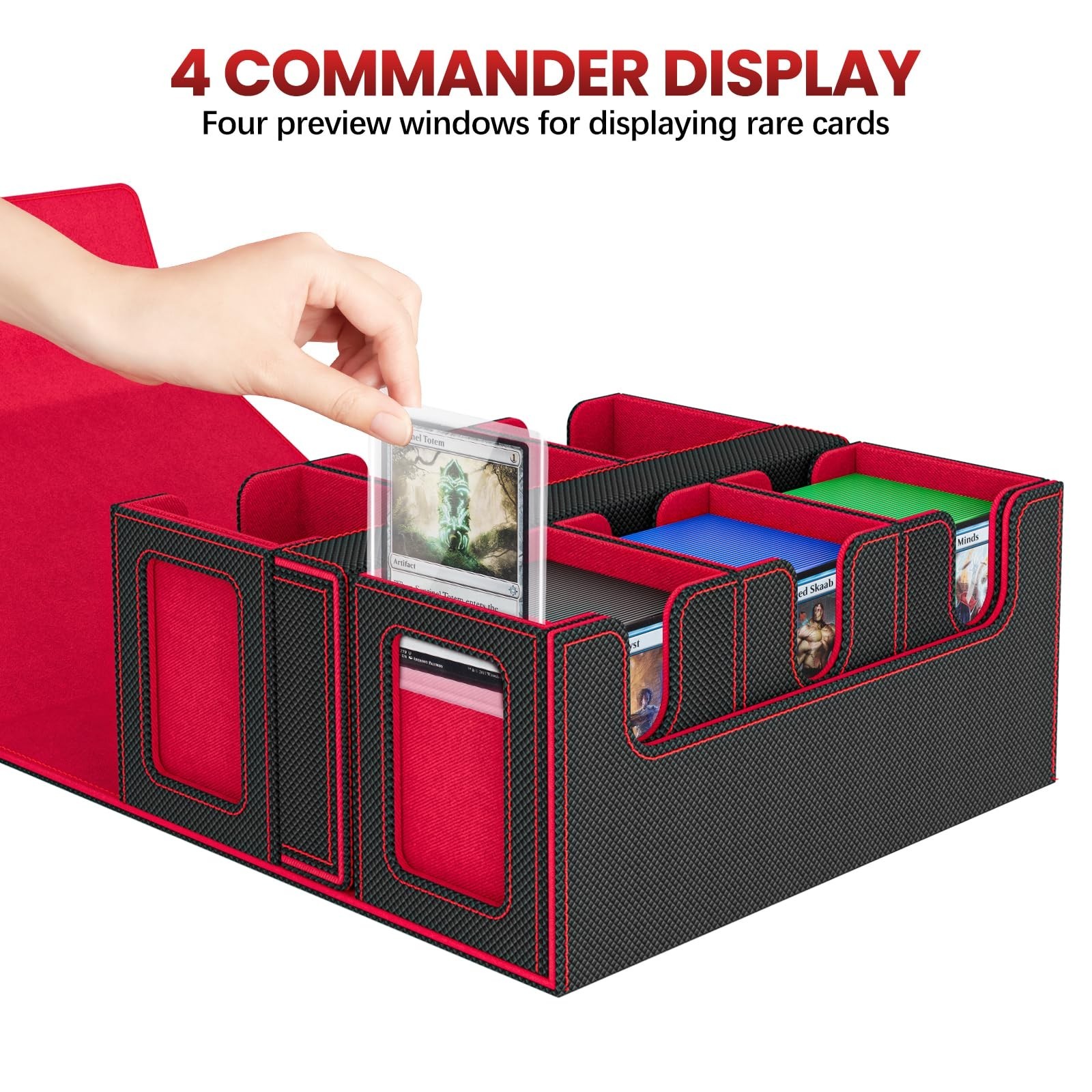 Card Deck Box for MTG with Commander Display, 7 In 1 Card Storage Box Fits 60...