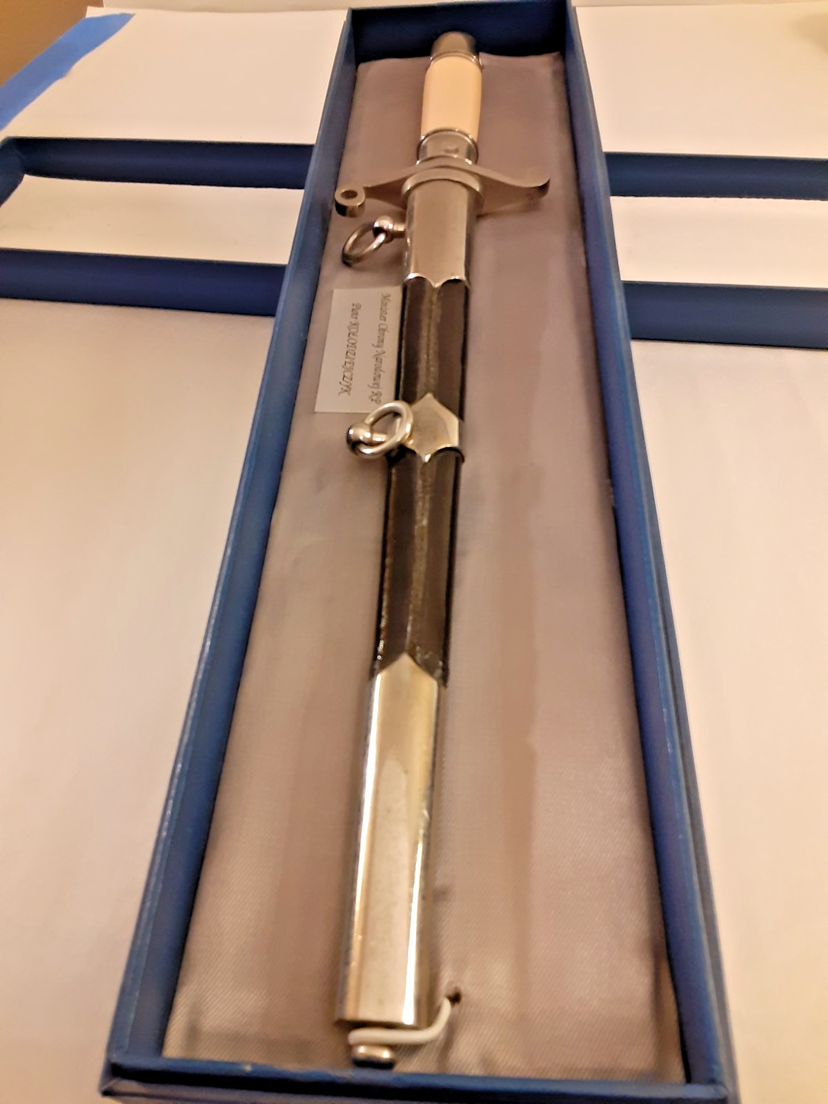 Vintage Polish Officer Presentation Dagger and Scabbard – with name plate.