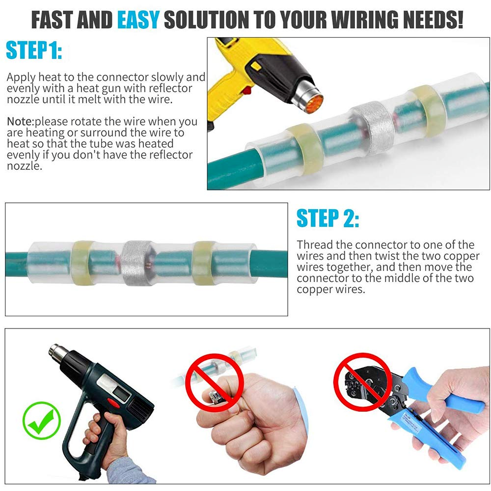 500/250PCS Waterproof Solder Stick Seal Sleeve Heat Shrink Butt Wire Connectors