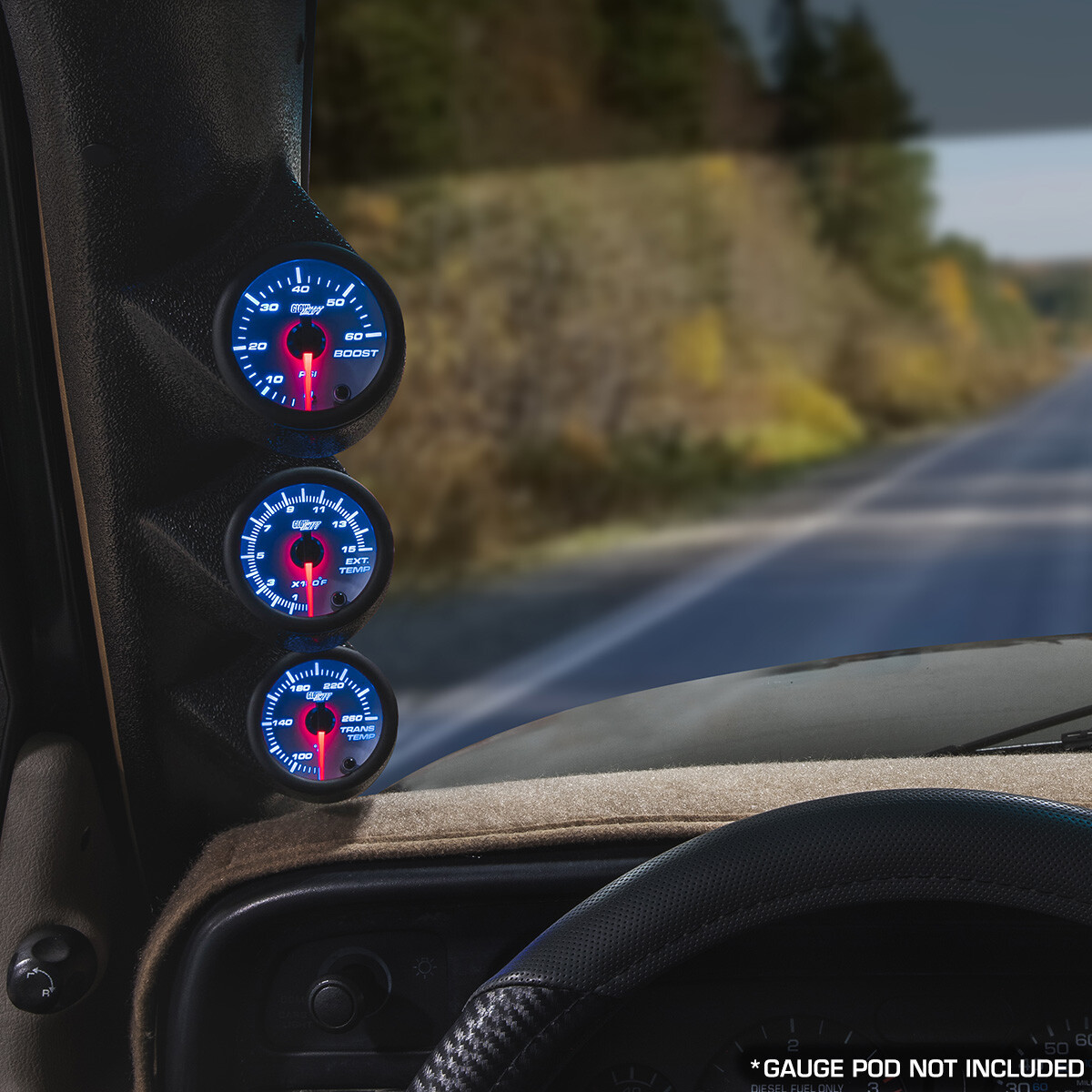 GLOWSHIFT WHITE 7 COLOR DIESEL GAUGE PACKAGE SET FOR DODGE RAM 5.9L 6.7L CUMMINS