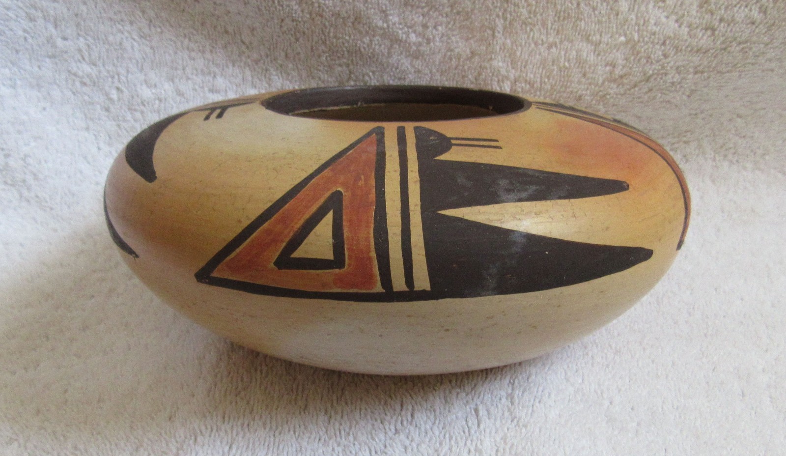 Antique Hopi Indian Nampeyo Style Sikyatki Revival Design Art Pottery Bowl Vase