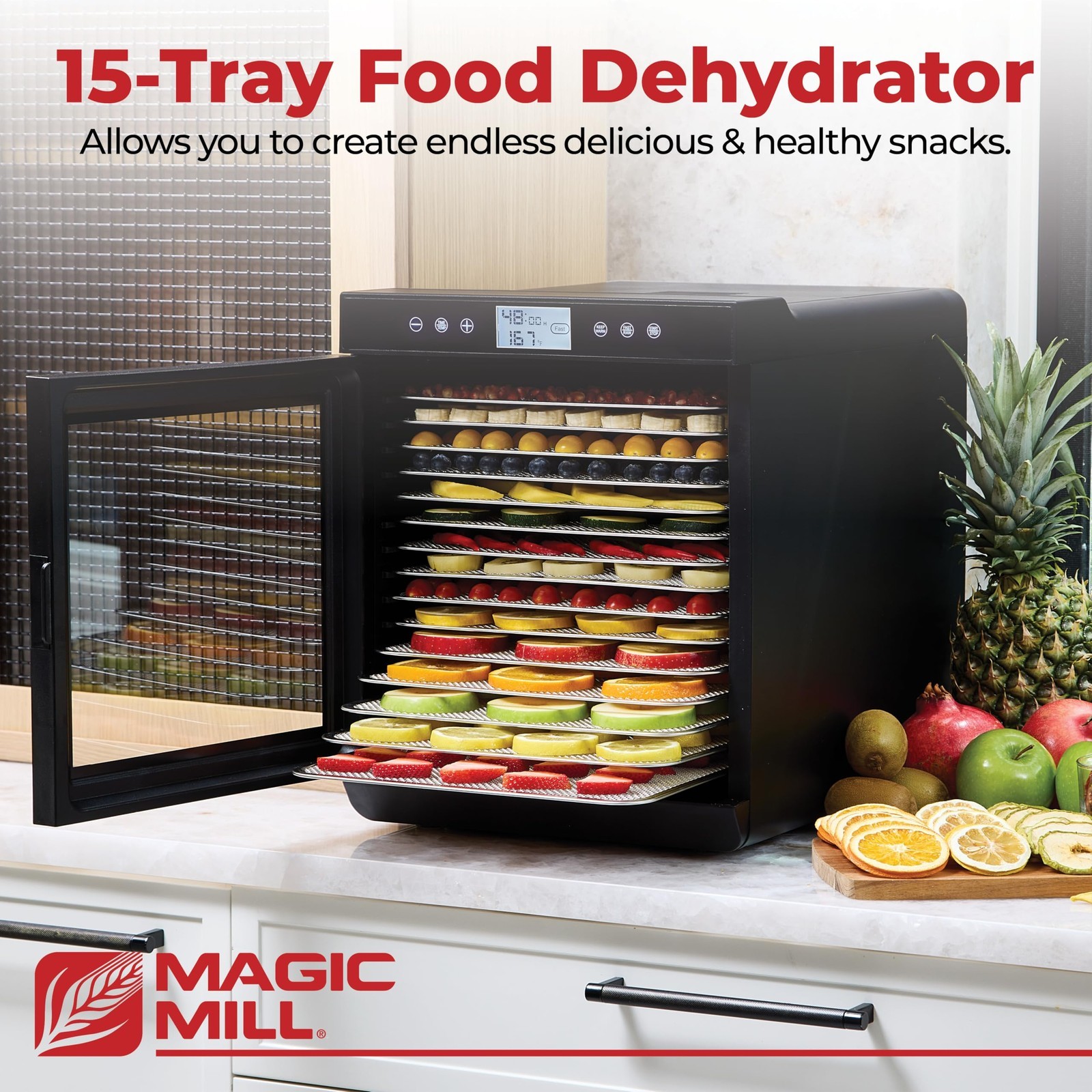 Magic Mill Premium Food Dehydrator Machine (15 Extra-Large Stainless Steel Trays