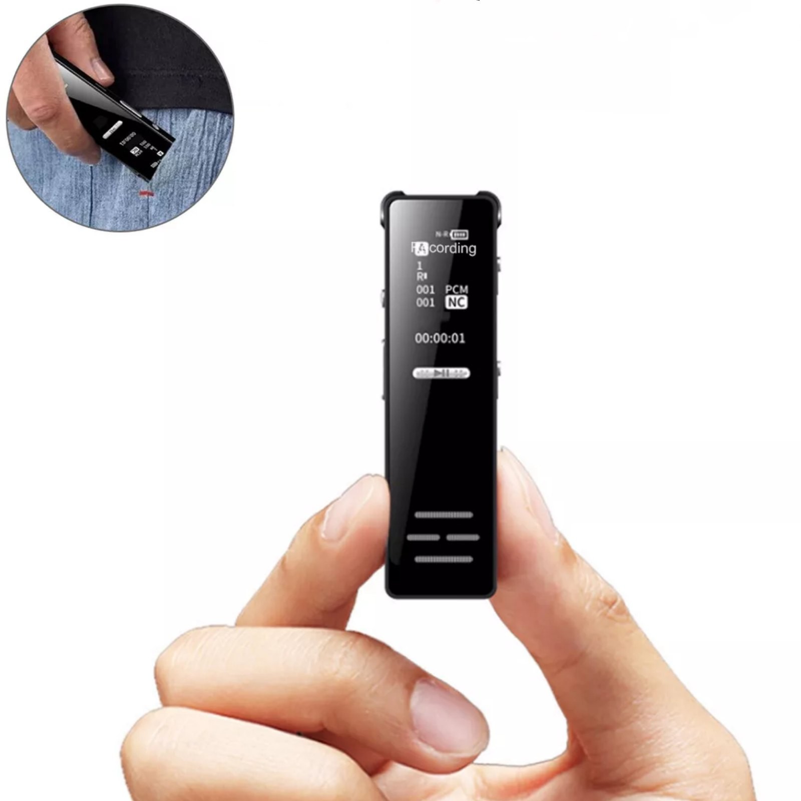 Mini Audio Recorder - HD Voice Activated Recorder with MP3 Playback 77x20mm