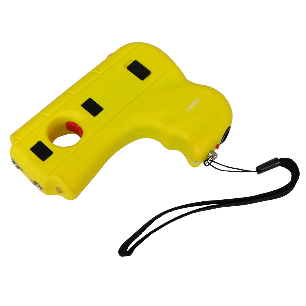 DEFENDER 10 MV Rechargeable Pistol Grip STUN GUN w/ LED Light & Holster YELLOW