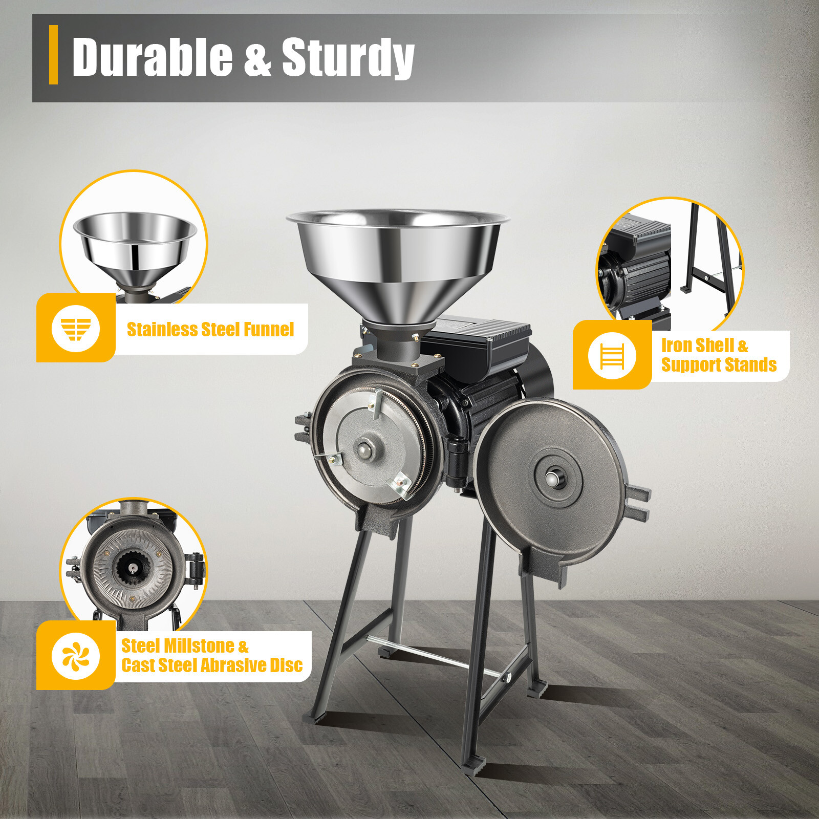 1500W Electric Grinder Mill Grain Wet & Dry Corn Wheat Feed Flour Cereal Machine