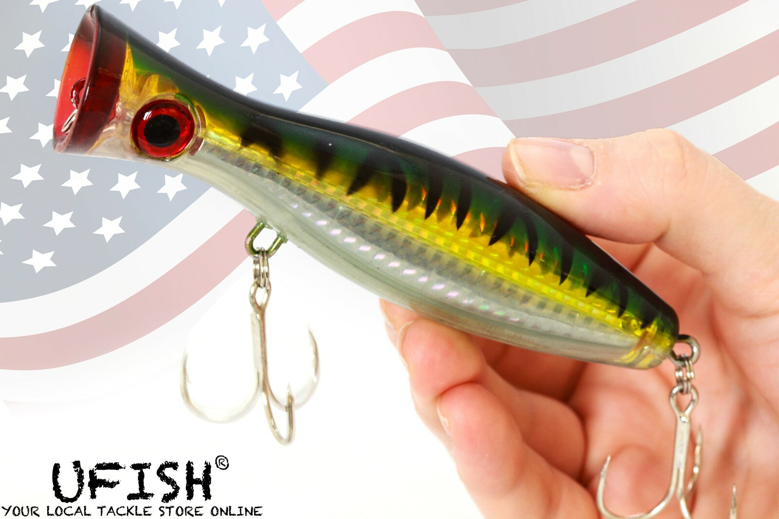 UFISH Popper Fishing Bass Lure Saltwater Top Water Lures Large Pike Musky 5 Inch