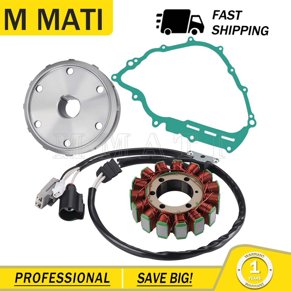 Flywheel Rotor + Stator + Gasket For Yamaha Rhino 700 YXR700 2008 2009 - 2013