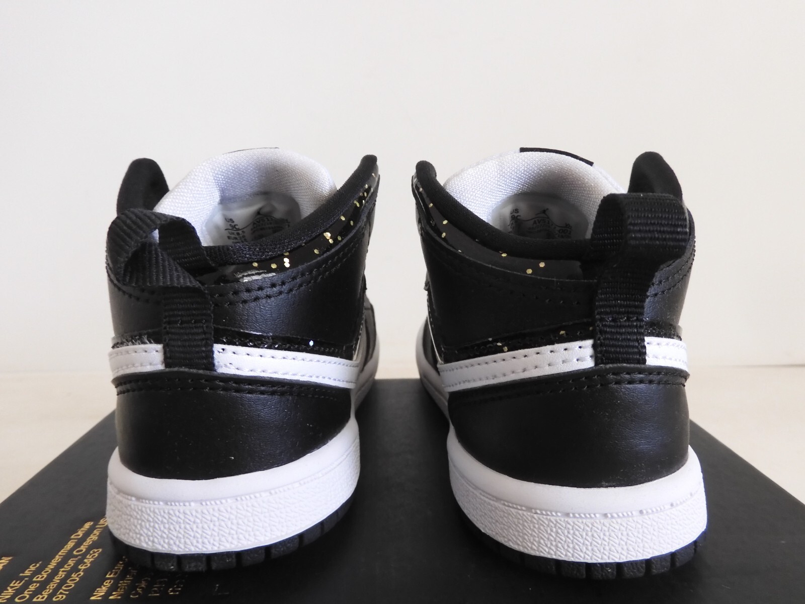 Nike Air Jordan 1 Mid Se (Td) Black-White-Black Speckle Sz 9c [AV5172-001]