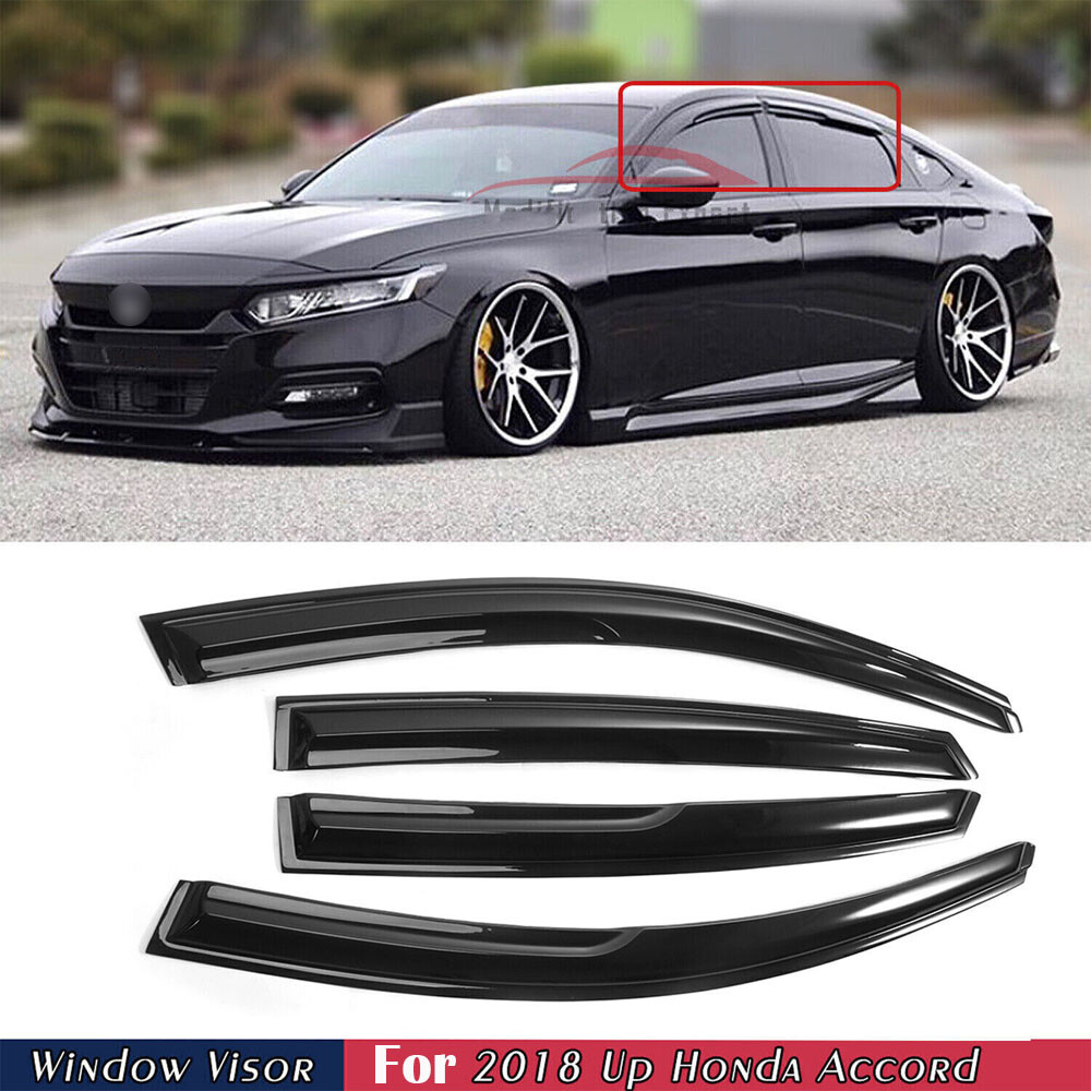 For 18-20 Honda Accord JDM Wavy Mugen Style Window Visors Rain Guards Vent Shade