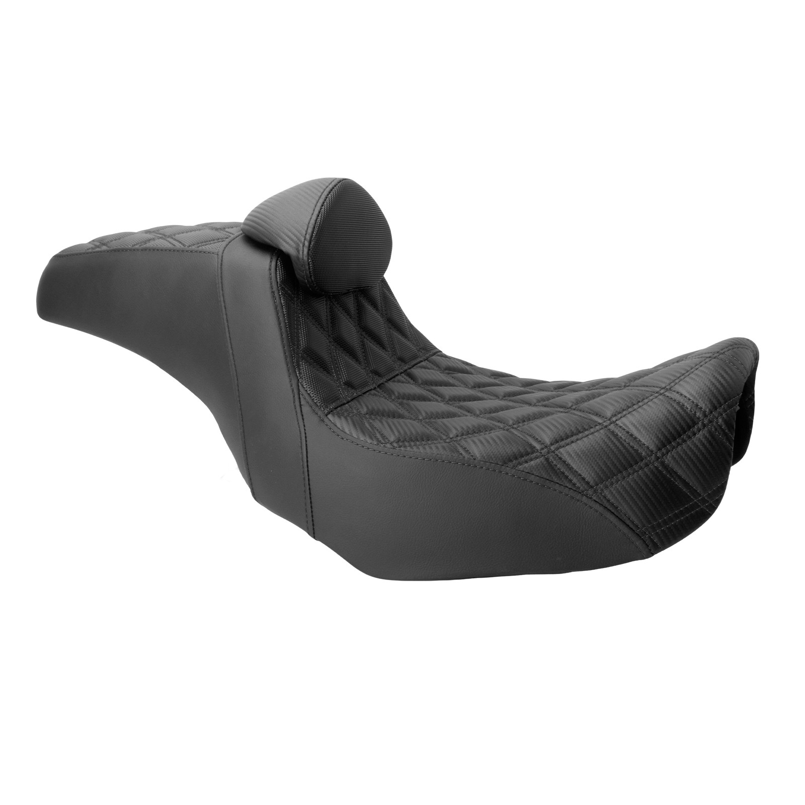 Black Stitching Seat W/ Driver Backrest Fit For Harley Dyna Super Glide 2006-17