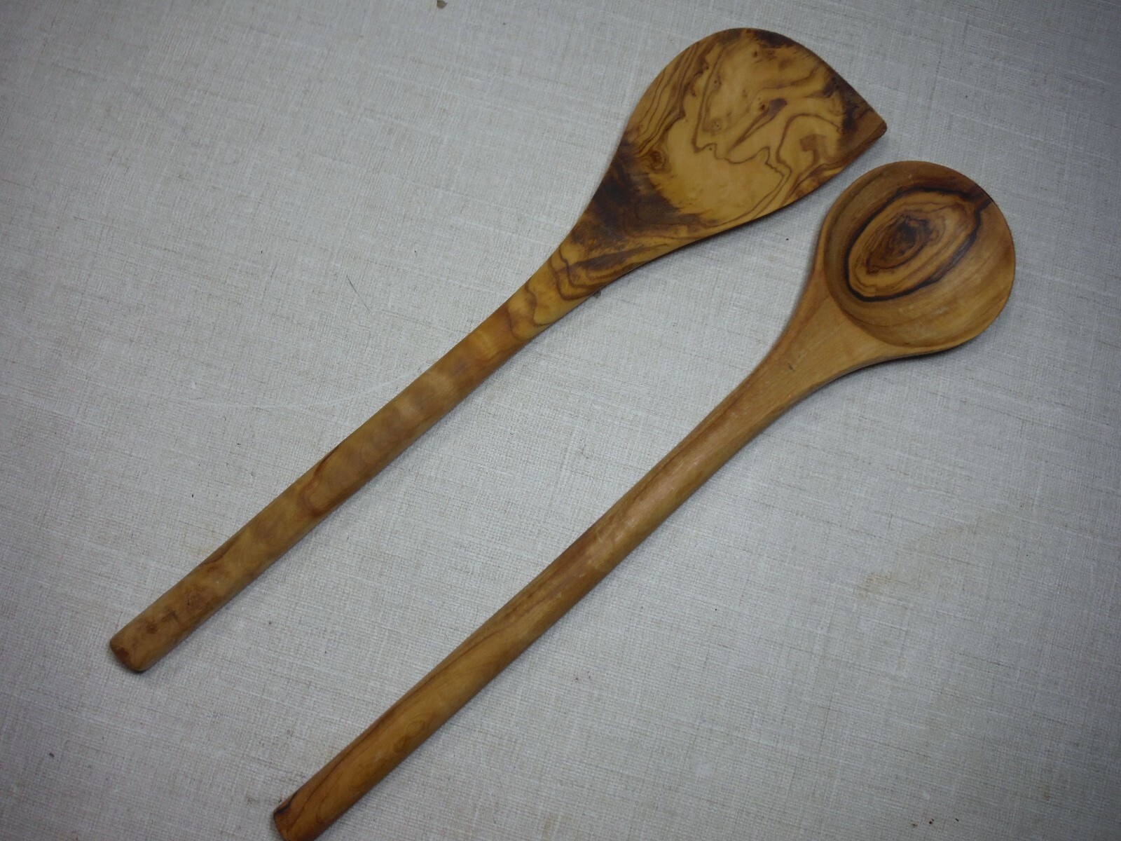 OLIVE WOOD SPOON AND SPATULA SET 12" LONG MEDITERRANEAN KITCHEN COOKING