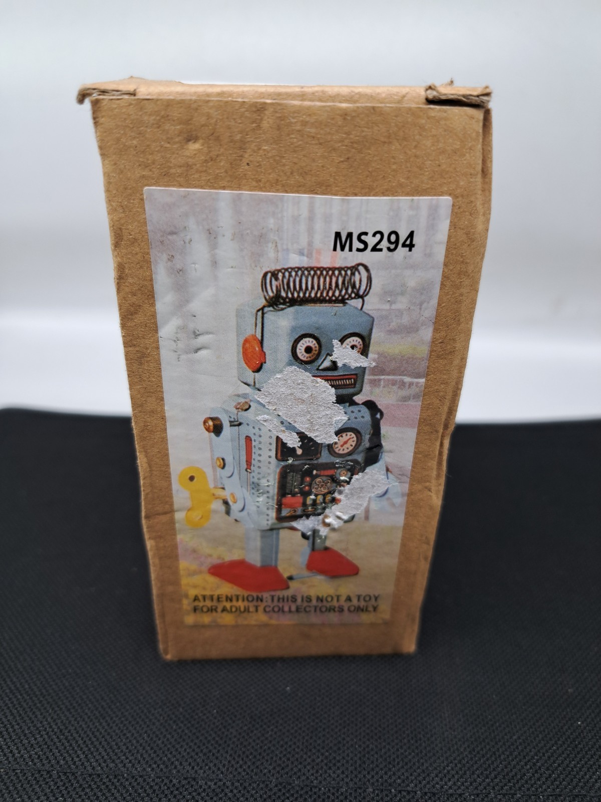 Tin  Robot 4.5" Wind Up Blue Litho Retro Collectible  Mini Robot MS294