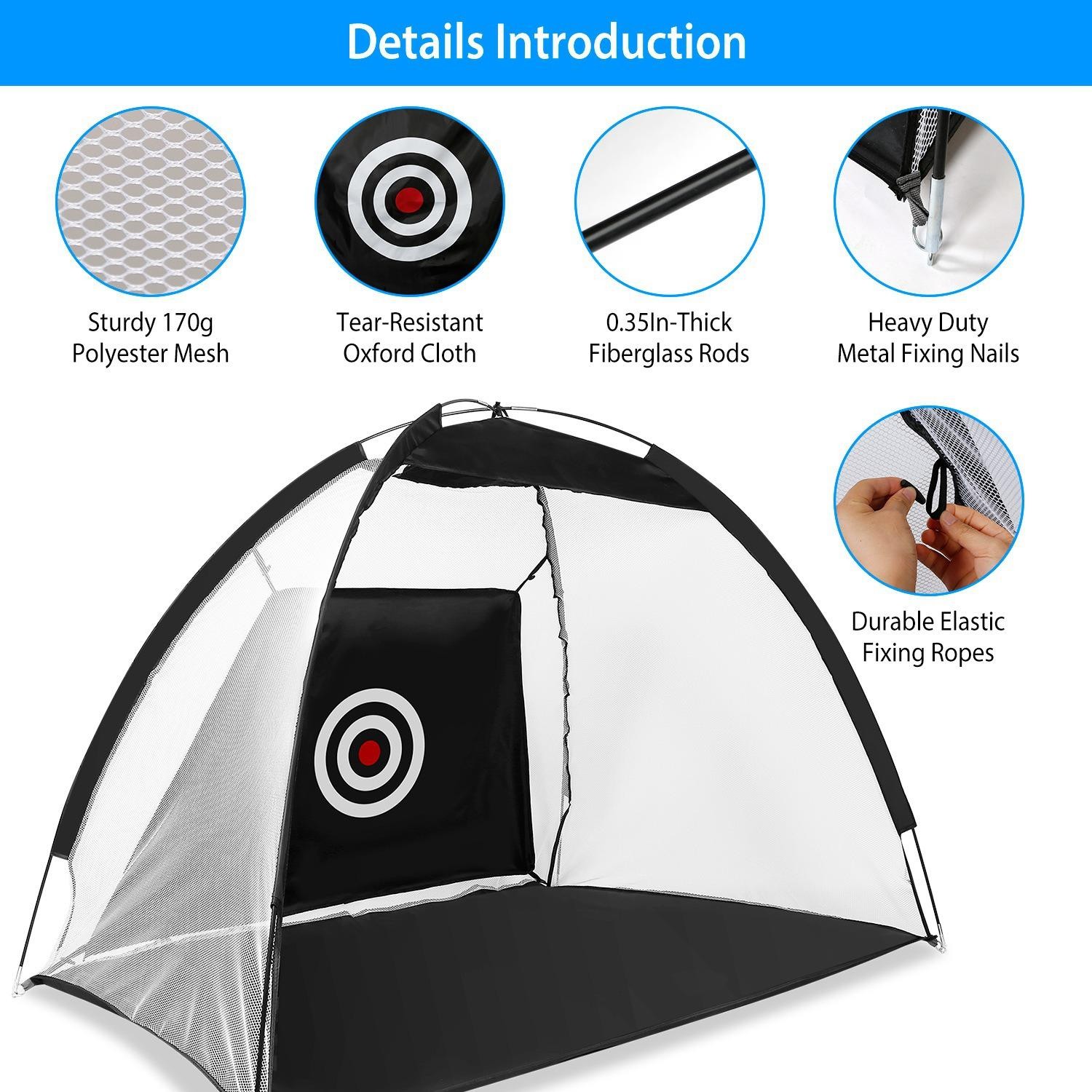 Golf Net Training Aids Practice Nets Driving Hitting w/ Target Cloth Carry Bag