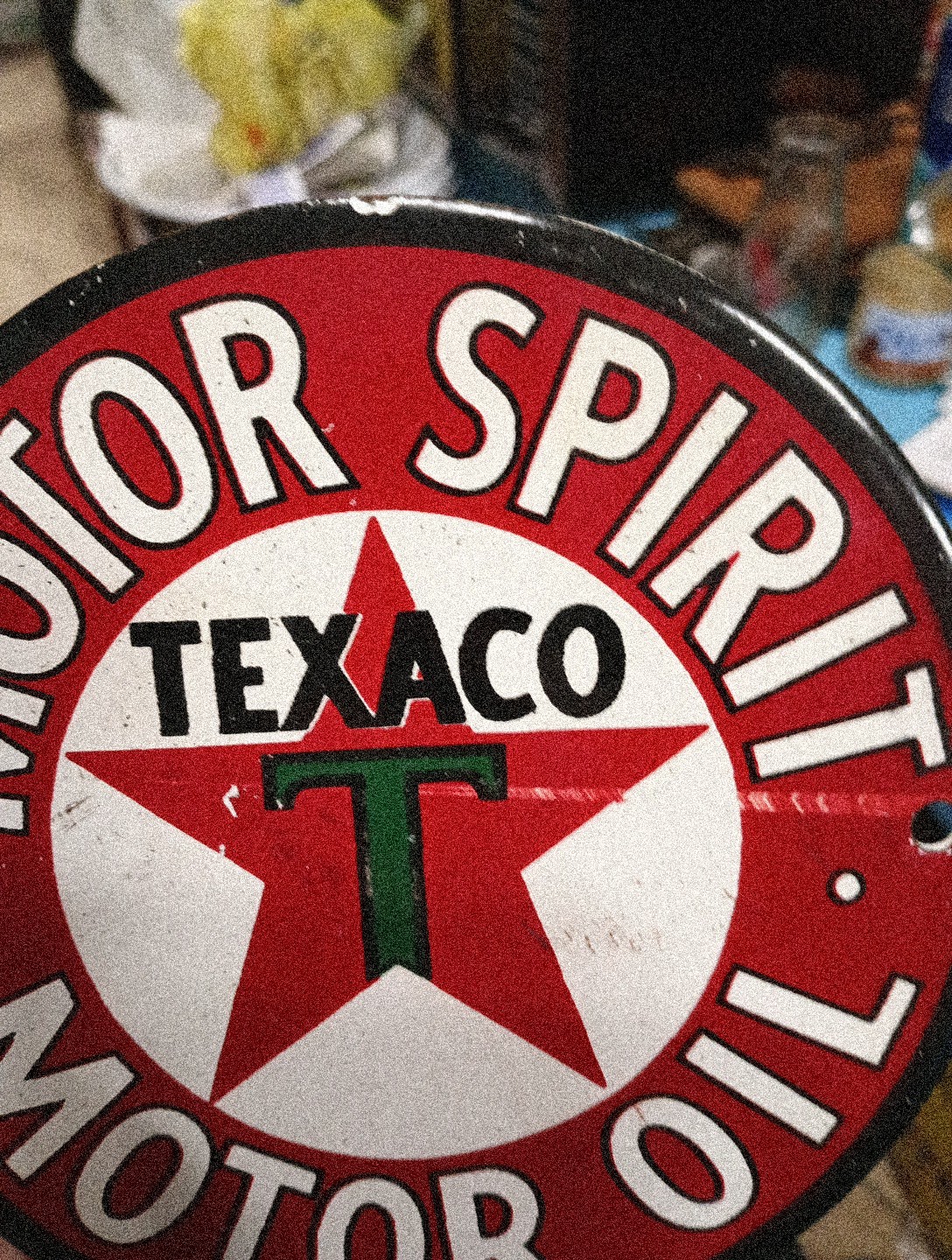 Round Porcelain Motor Spirit Texaco Motor Oil Sign