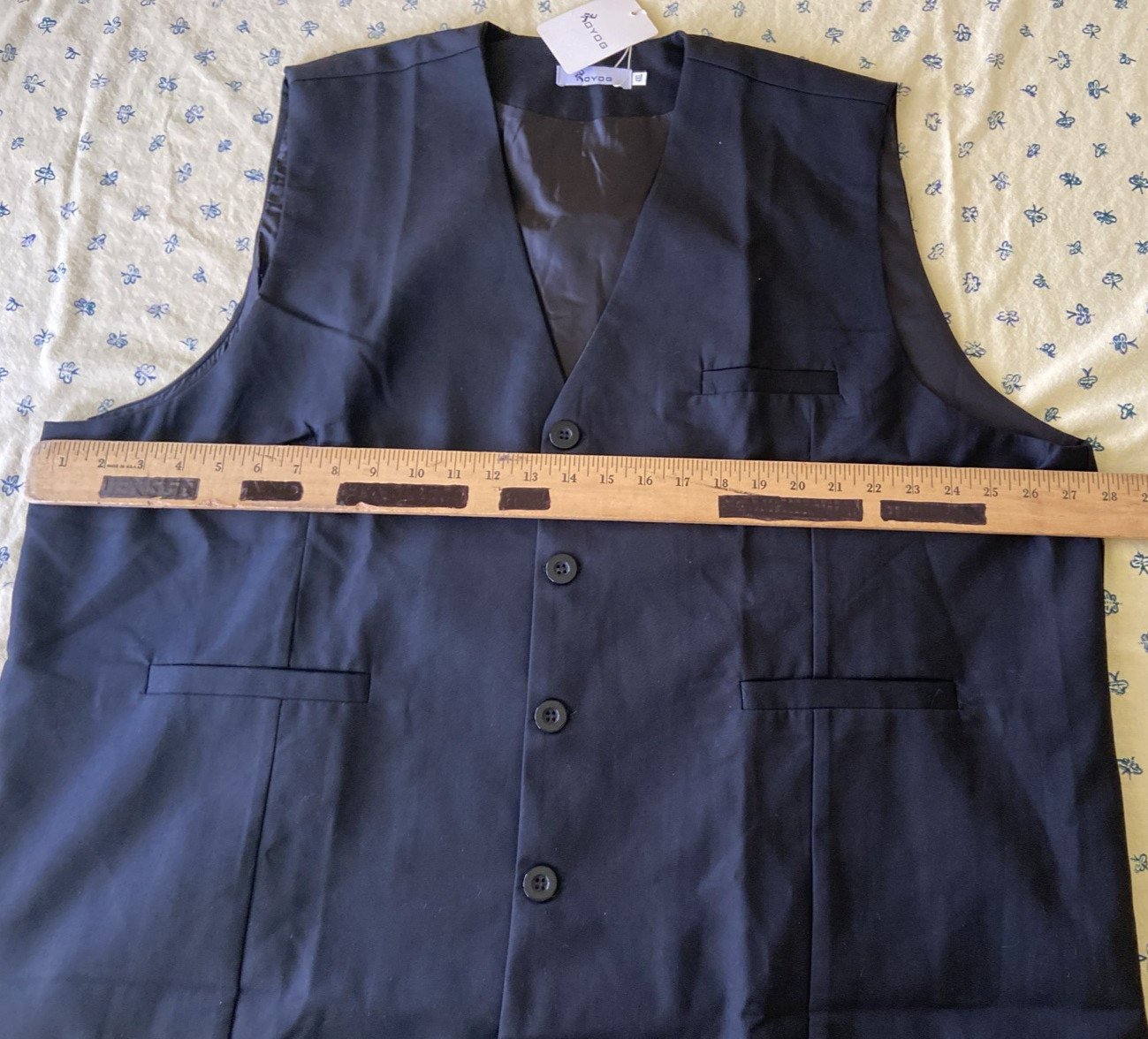 Men's Aoyog Formal Business Suit Vest 5 Buttons Size 4XL Black *NEW*