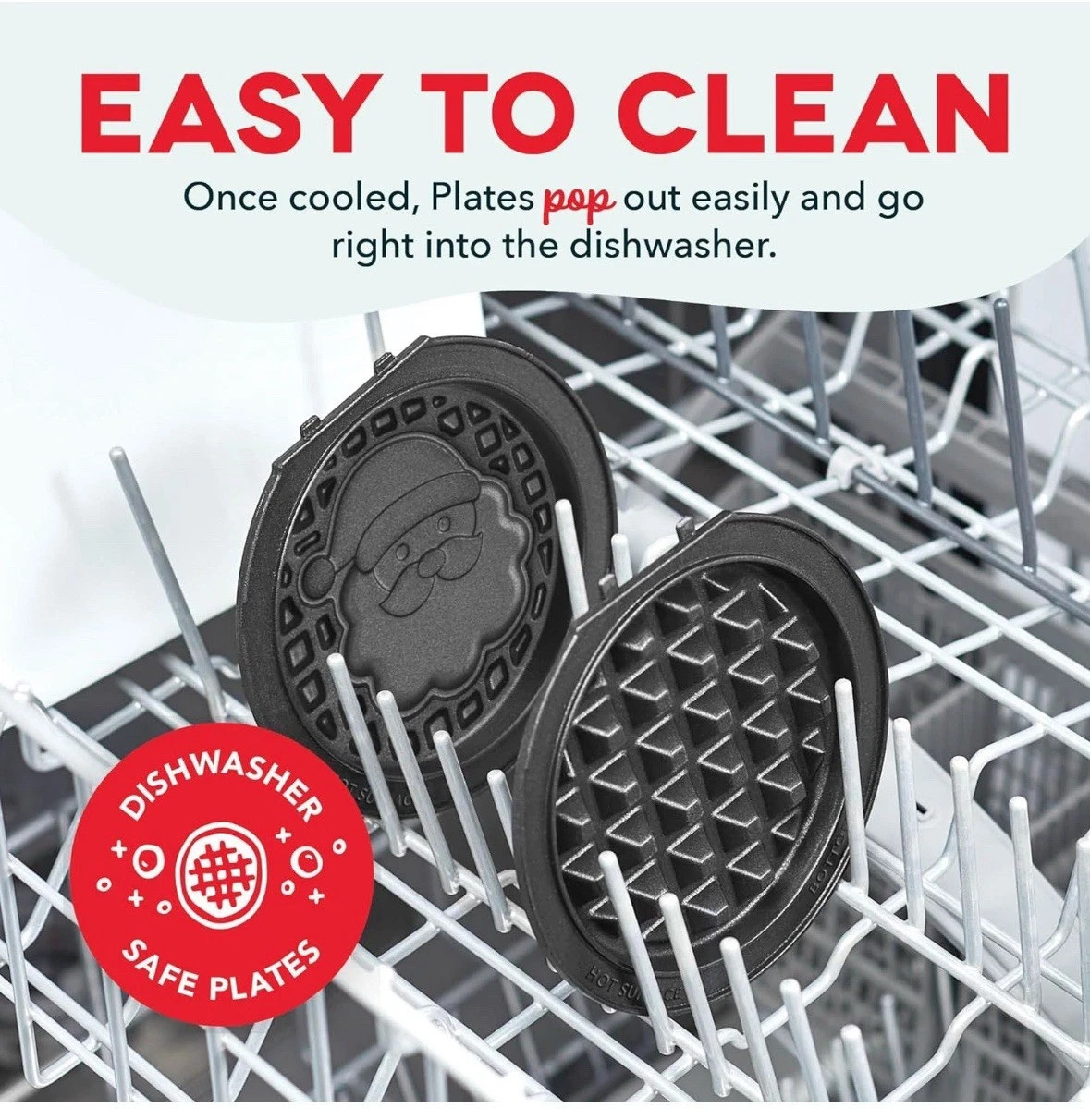 Dash Holiday 4 in 1 Mini Waffle Maker 6 Plates Santa Snowflake New in Box