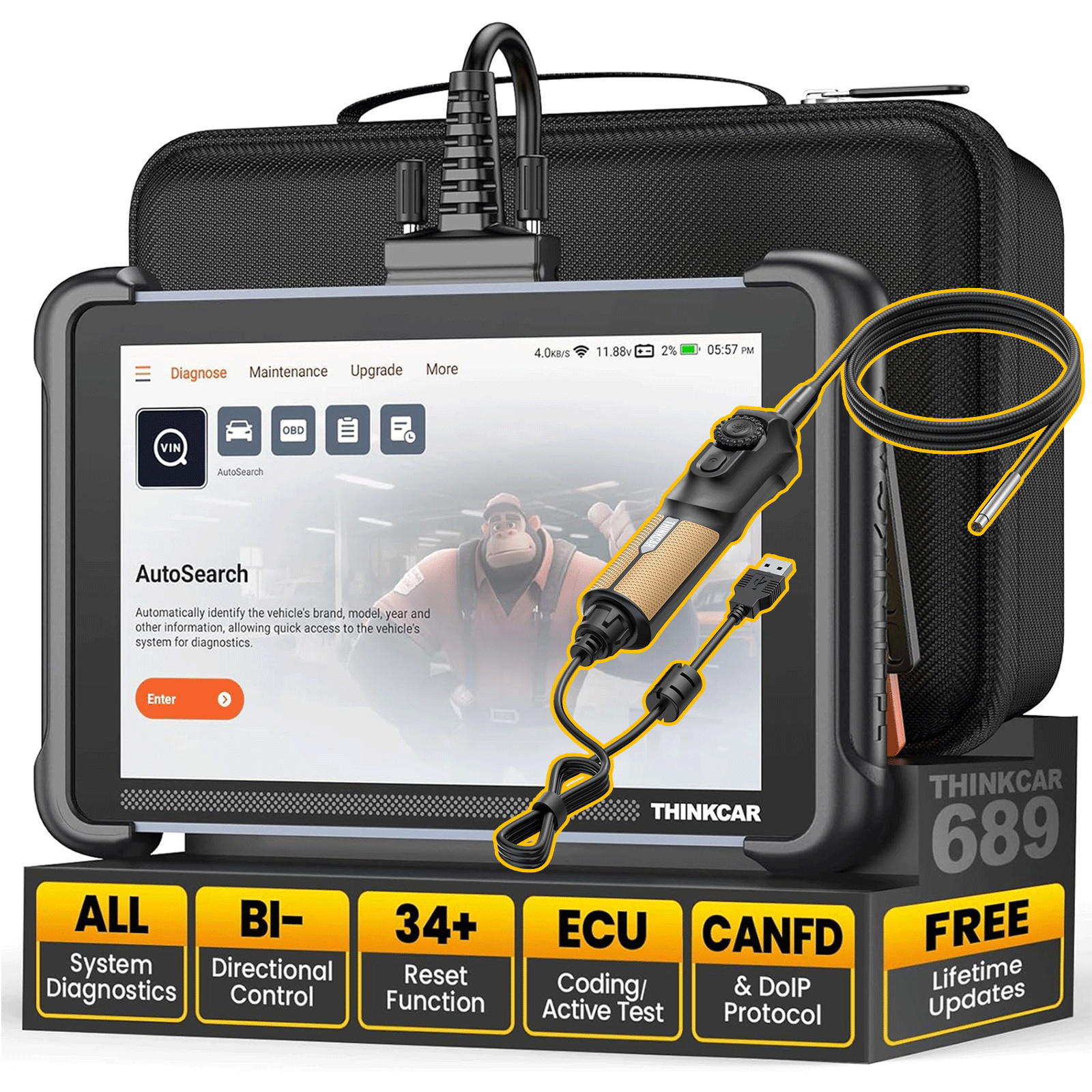 THINKSCAN 689 ECU Coding OBD2 Automotive Scanner Car Diagnostic Tool 34+Services