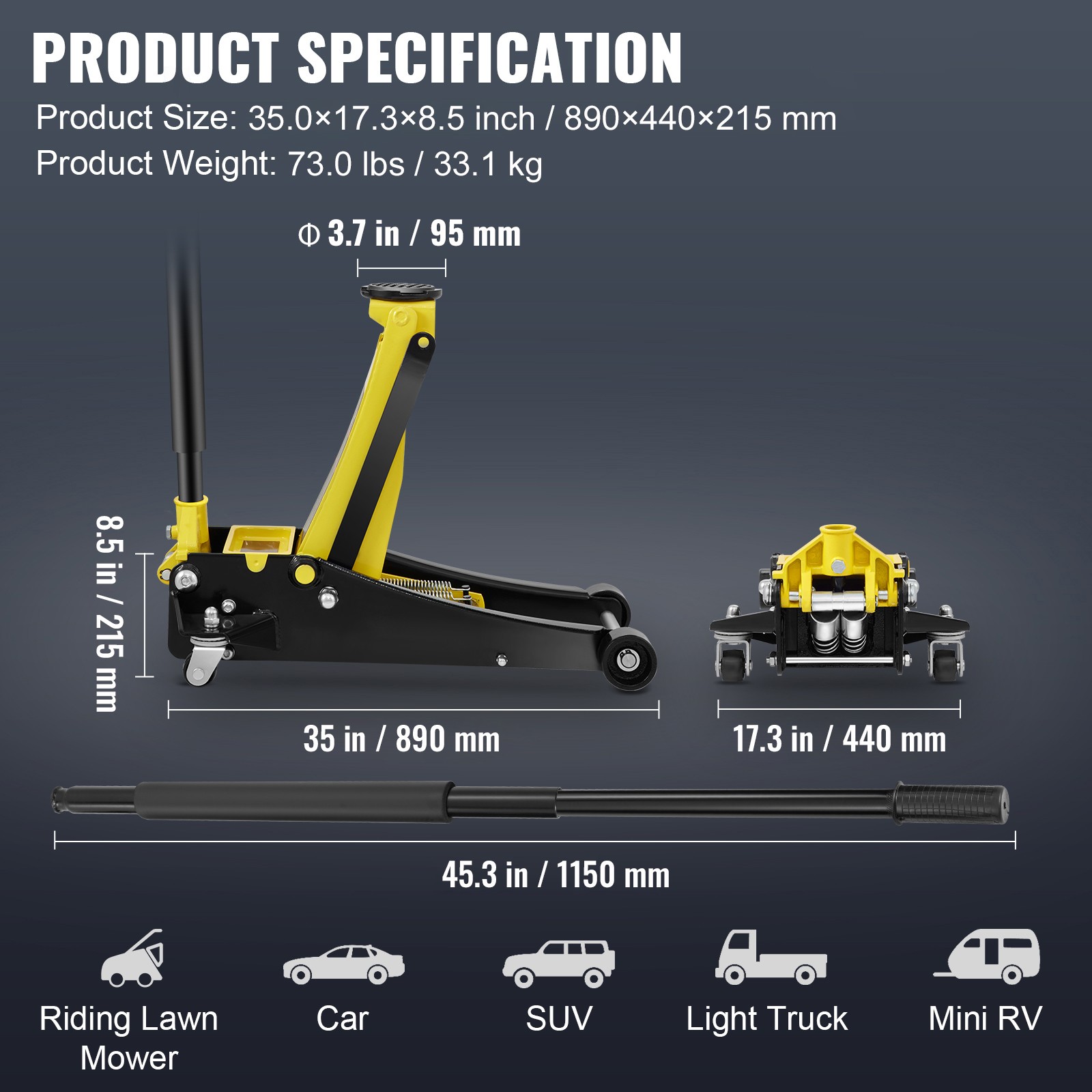 Low Profile Floor Jack 3 Ton Heavy Duty Steel Car Jack w/Dual Piston Rapid Pump